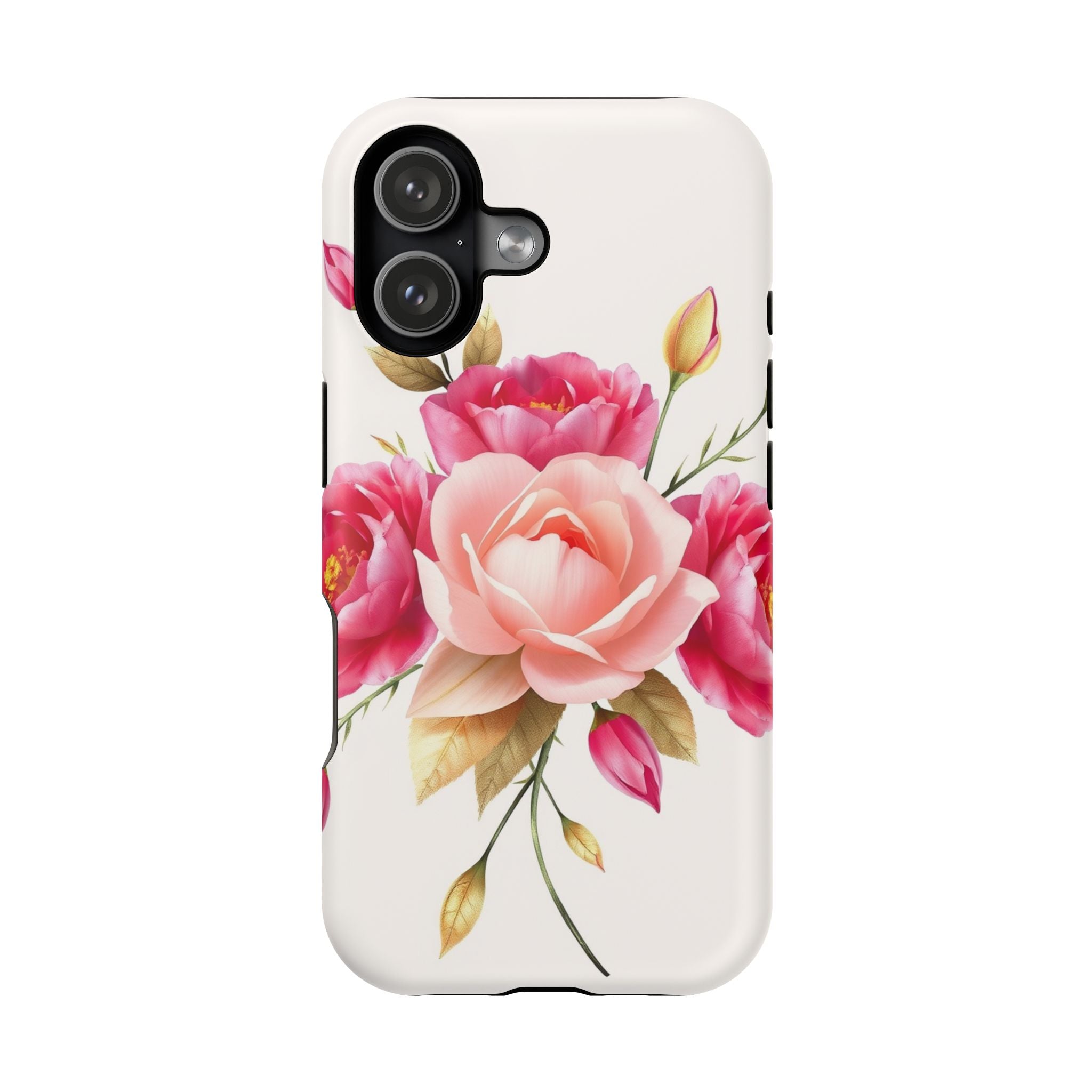 iPhone Rose Pink And Cream Neon Floral Slim Everyday Designer Case · iPhone Case