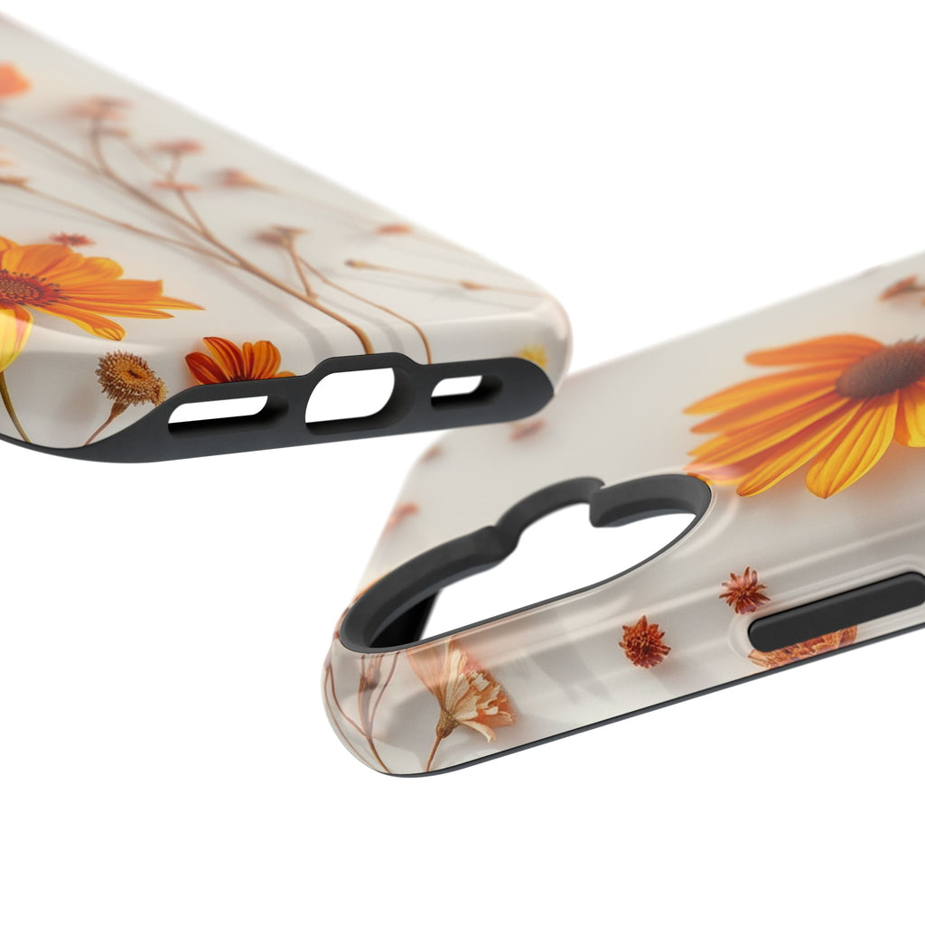 iPhone Mustard And Rust Dried Flower Flat Lay Carry Case Slim Snap Case · iPhone