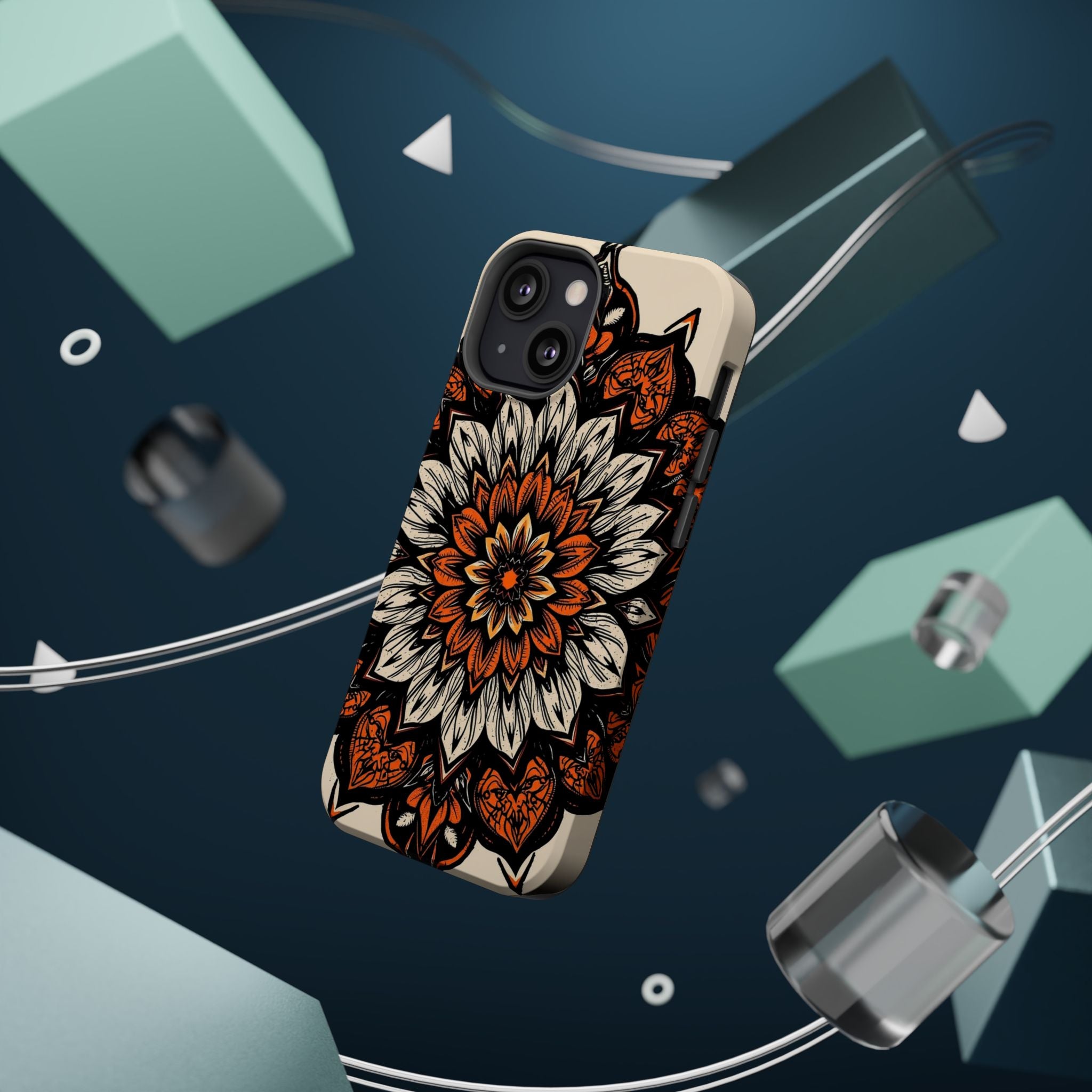iPhone Burnt Orange And Sand Floral Mandala Slim Snap Cas Carry Case · iPhone Ca