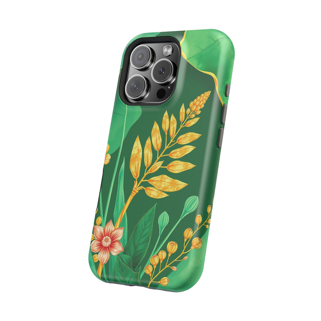 iPhone Emerald Green And Gold Botanical Illustration Ga Slim Snap Case · iPhone