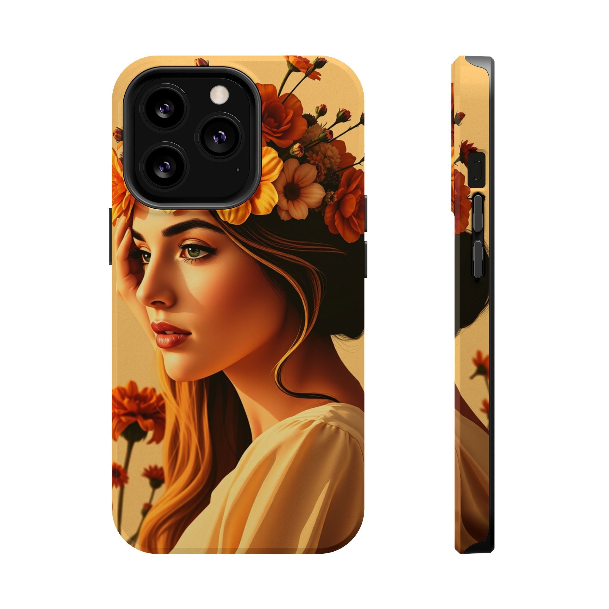 iPhone Mustard And Rust Floral Crown Slim Everyday Designer Case · iPhone Case