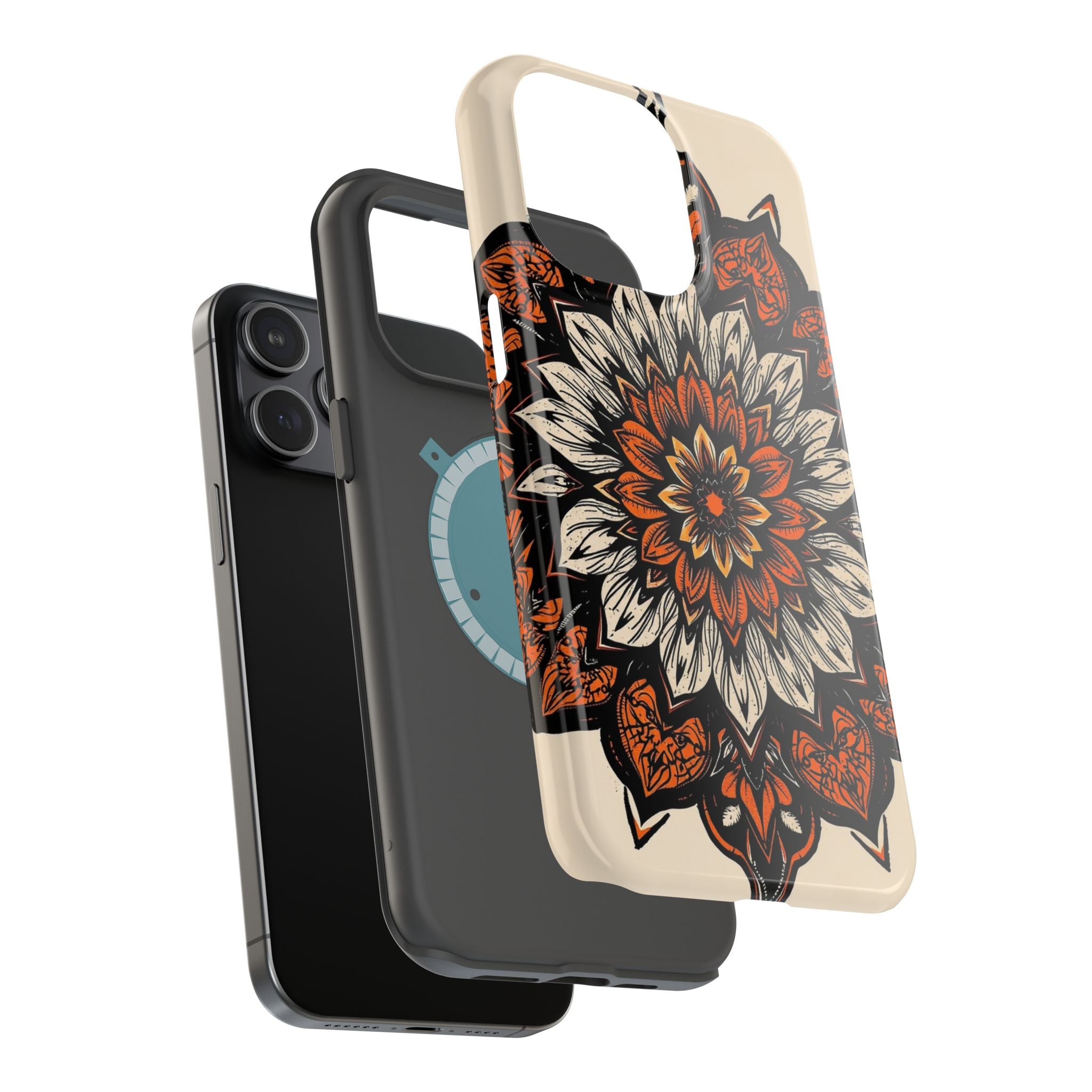 iPhone Burnt Orange And Sand Floral Mandala Slim Snap Cas Carry Case · iPhone Ca