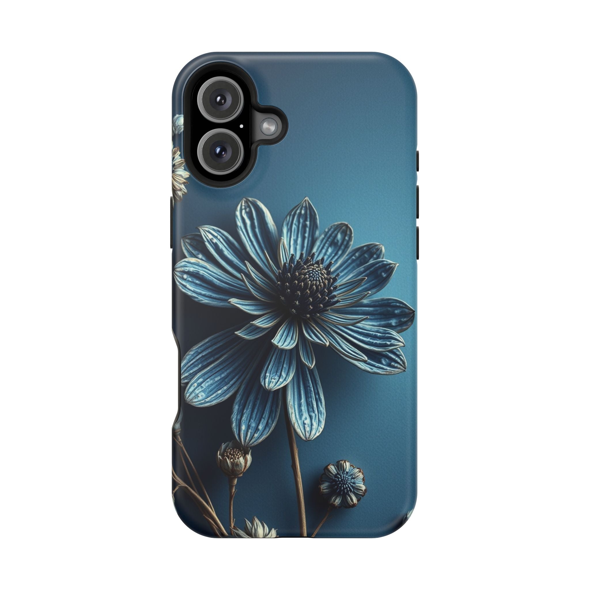 iPhone Midnight Blue And Silver Dried Flower Flat Lay iPhone 15 · iPhone Case