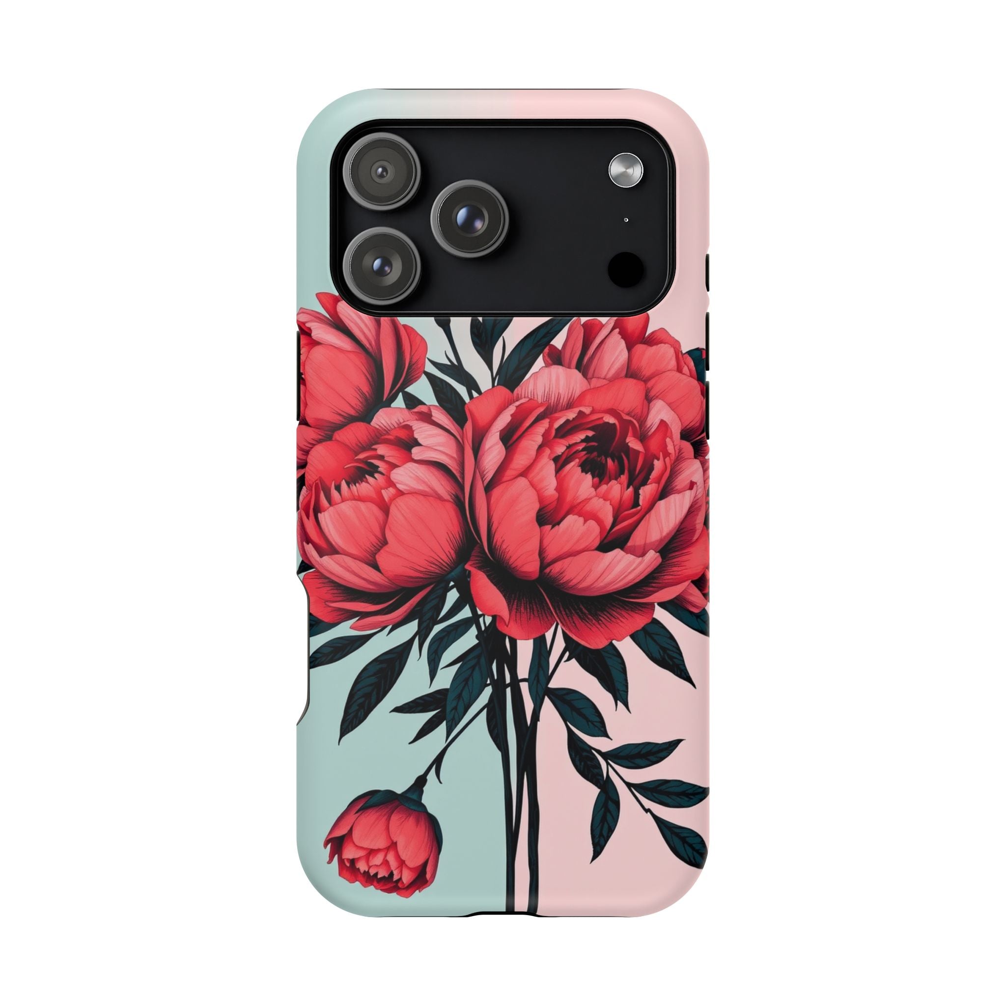 iPhone Teal And Coral Peony Bouquet Artistic Everyday Cas Slim Snap Case · iPhon
