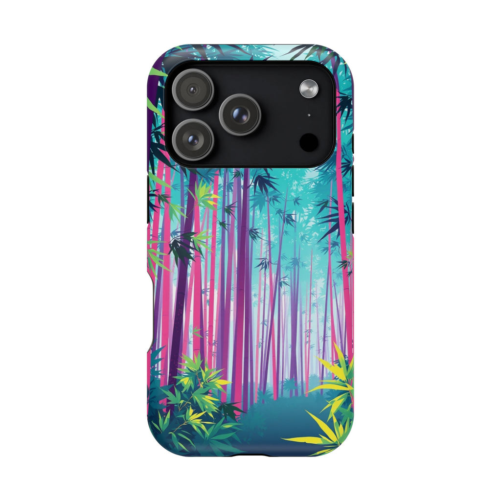 iPhone Cyan And Magenta Bamboo Grove Slim Everyday Designer Case · iPhone Case