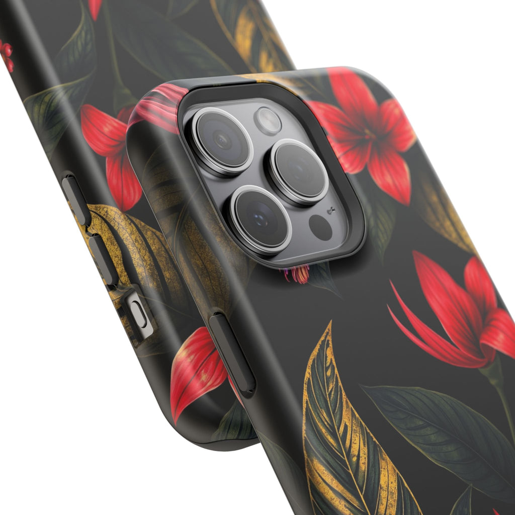 iPhone Black And Crimson Jungle Floral Slim Everyday Designer Case · iPhone Case