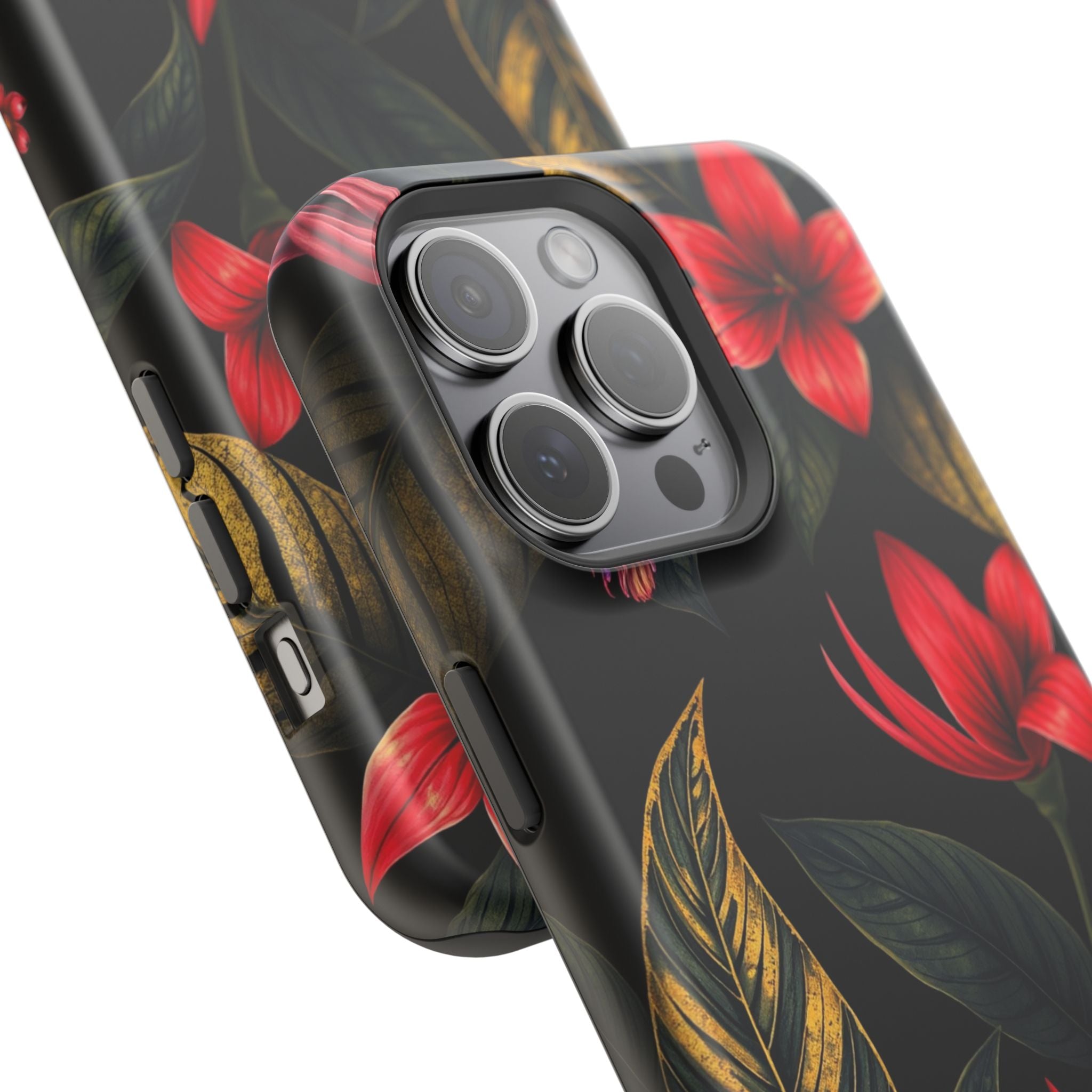 iPhone Black And Crimson Jungle Floral Slim Everyday Designer Case · iPhone Case