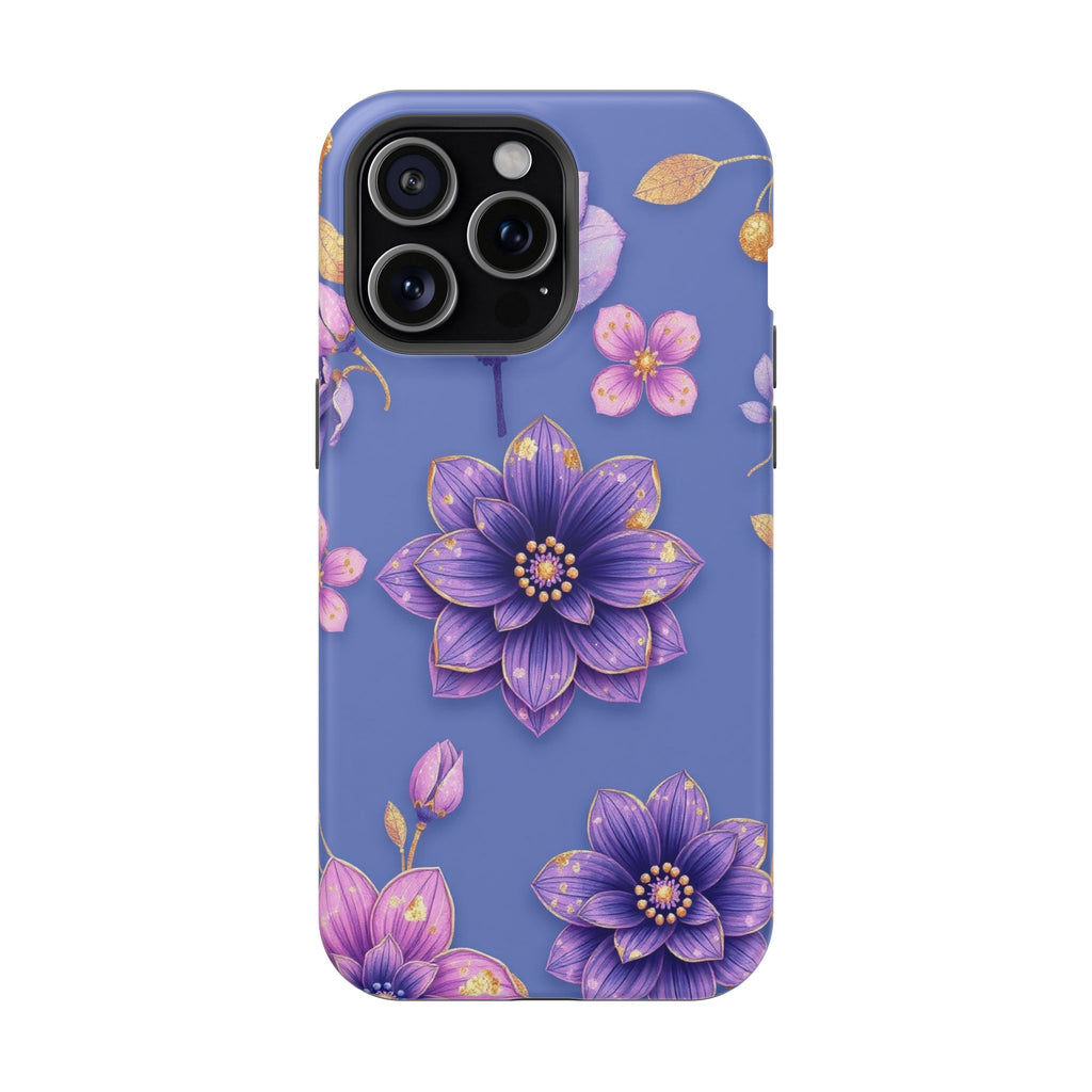 iPhone Indigo And Violet Floral Gold Foil Slim iPhone Everyday Designer · iPhone