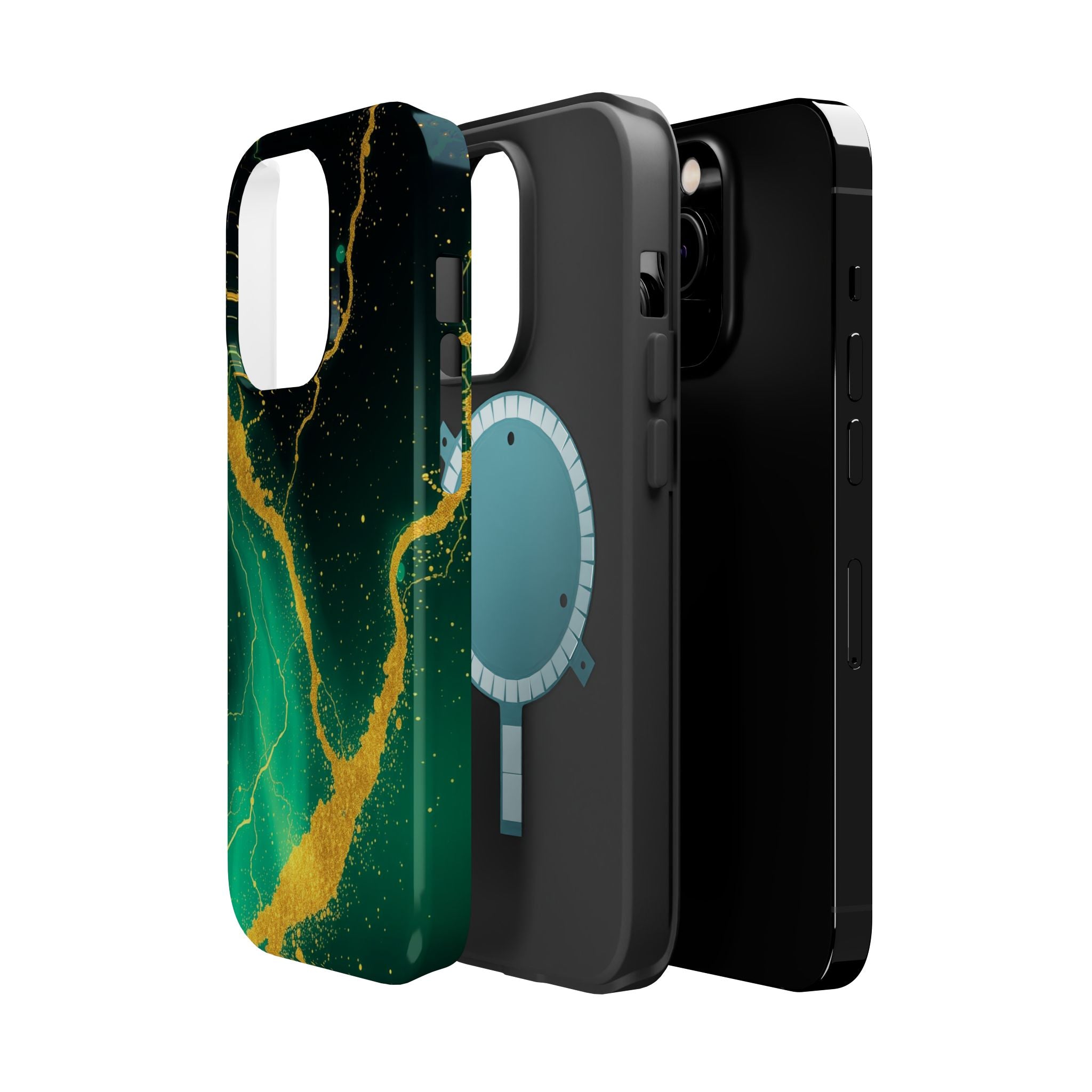 iPhone Emerald Green And Gold Petal Storm Slim iPhone Everyday Designer · iPhone