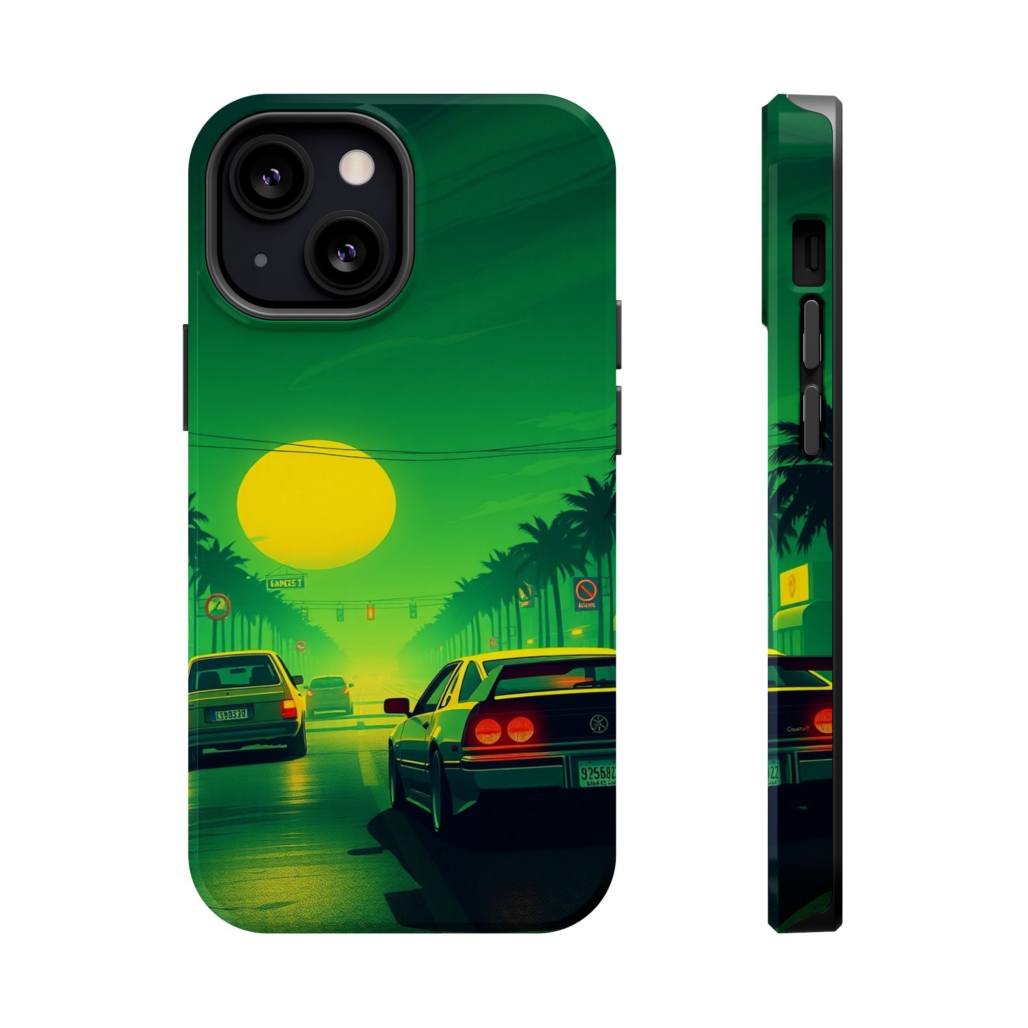 iPhone Dreamy Sunset Drive 80s Design Slim Everyday Designer Case · iPhone Case