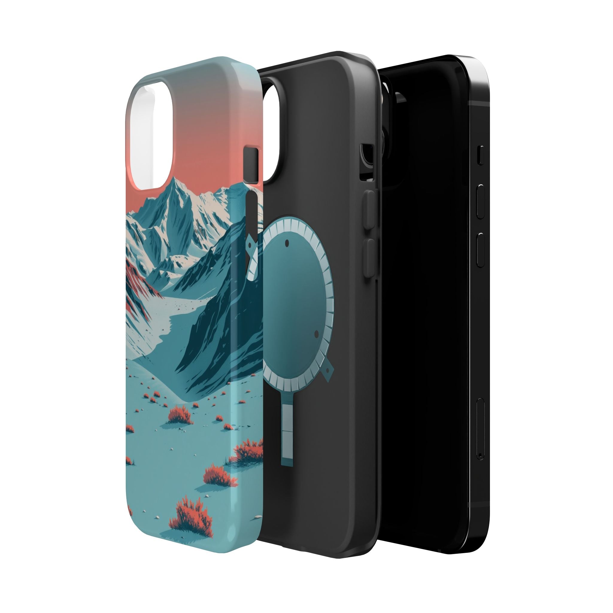 iPhone Teal And Coral Arctic Tundra Slim Everyday Designer Case · iPhone Case