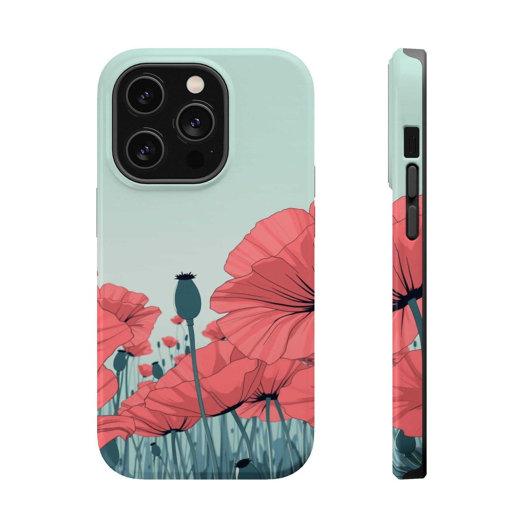 iPhone Mint And Blush Poppy Field Bold Modern Everyday Snap Case · iPhone Case
