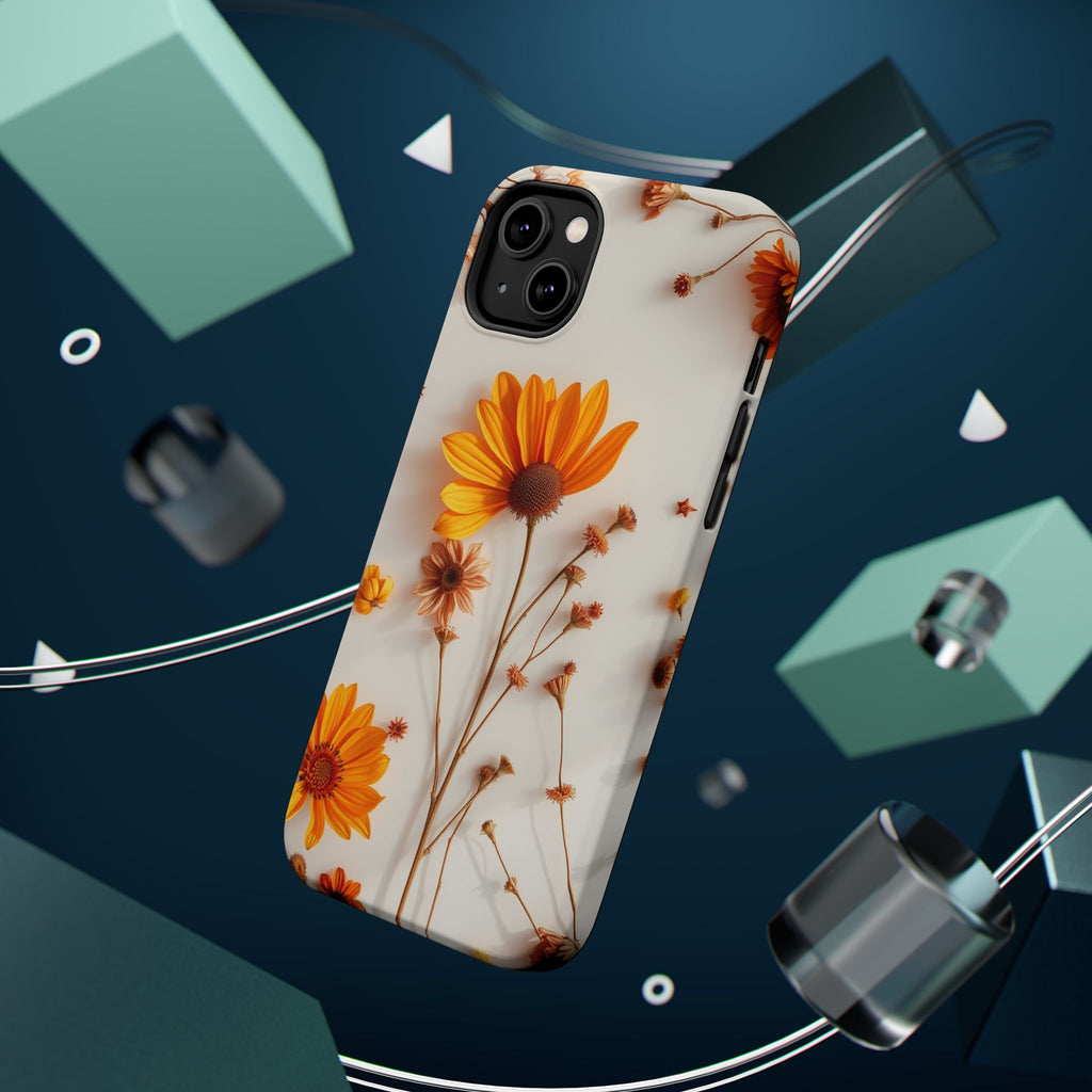 iPhone Mustard And Rust Dried Flower Flat Lay Carry Case Slim Snap Case · iPhone