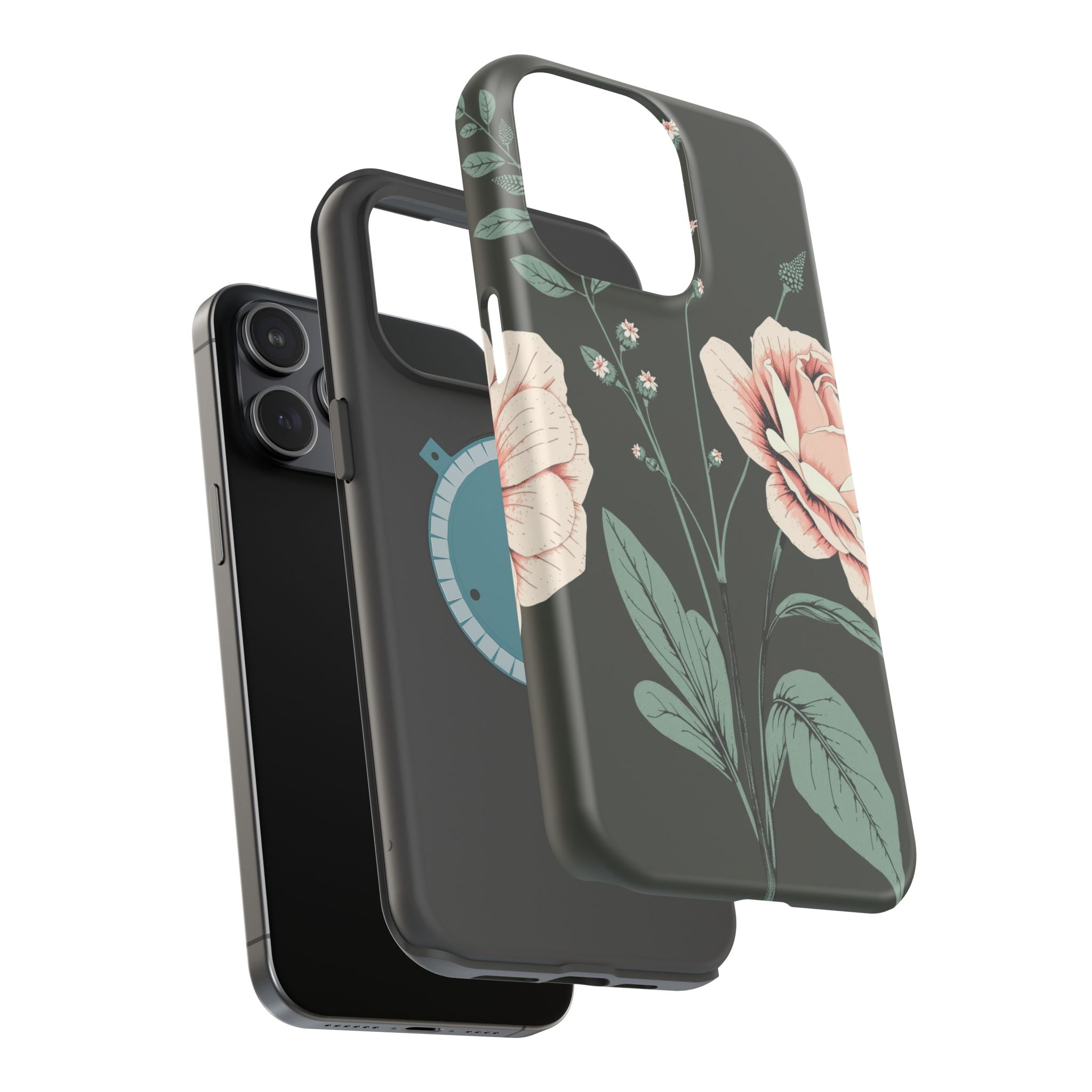 iPhone Mint And Blush Vintage Botanical Print Slim Everyday Designer Case · iPho