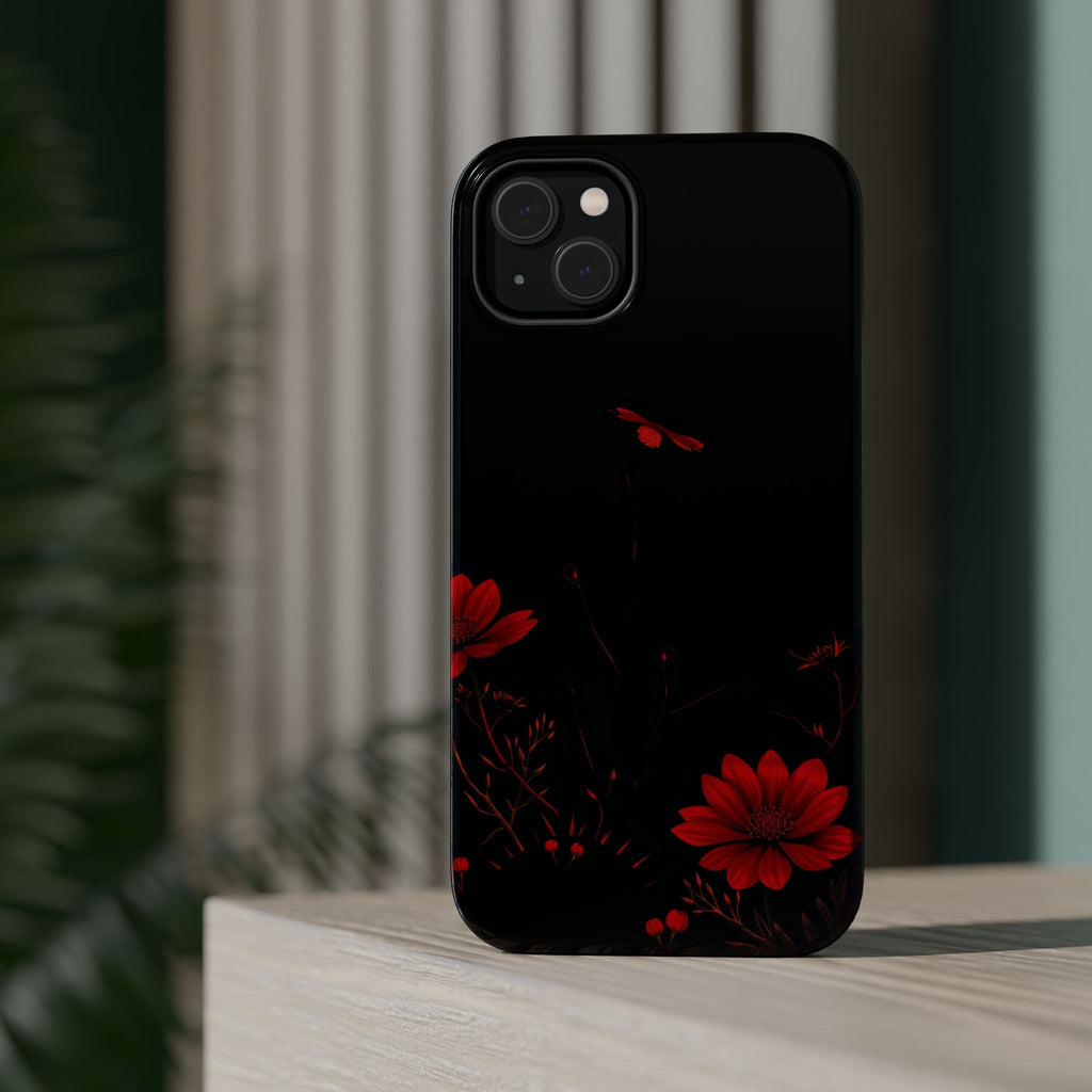iPhone Black And Crimson Desert Flower Slim Everyday Designer Case · iPhone Case