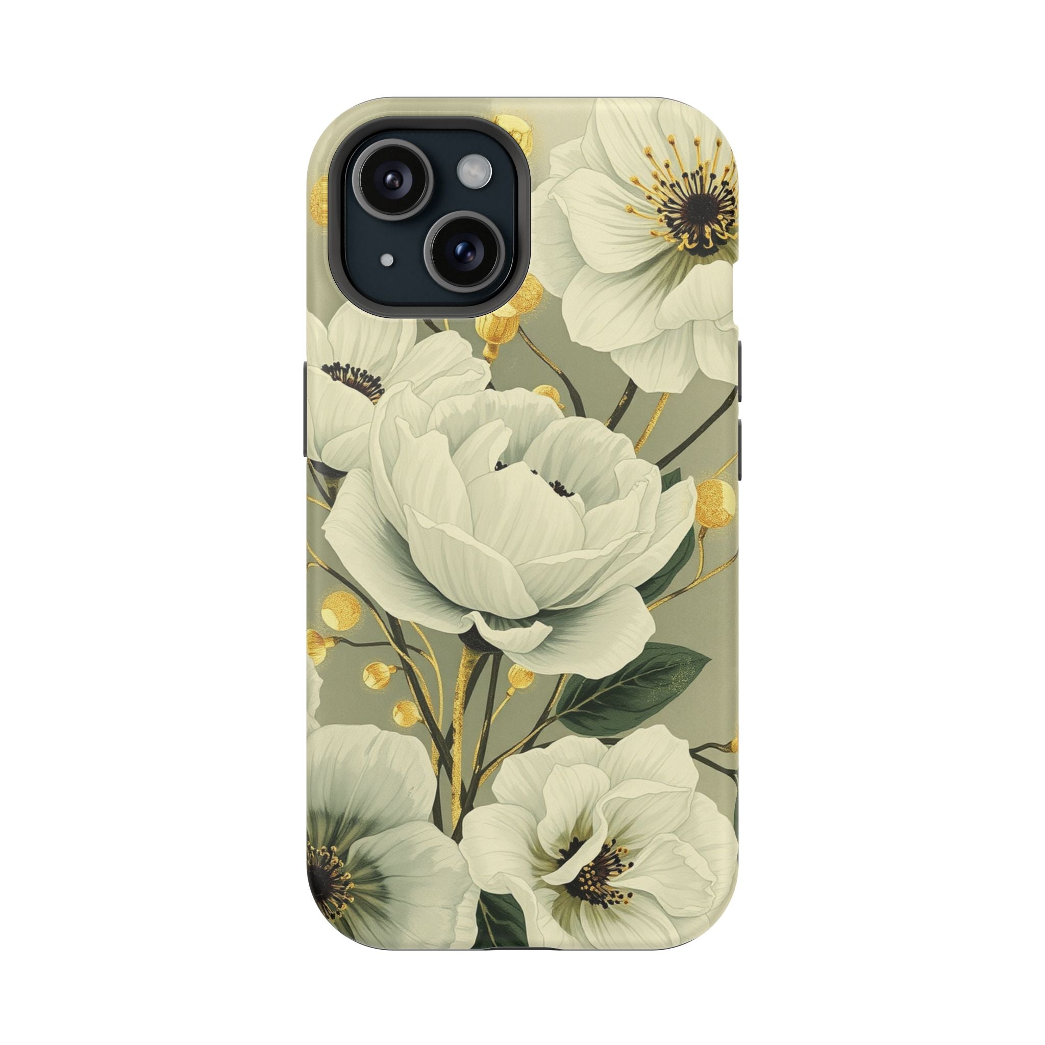 iPhone Sage And Ivory Floral Ink Wash Slim Everyday iPhone 14 Designer · iPhone