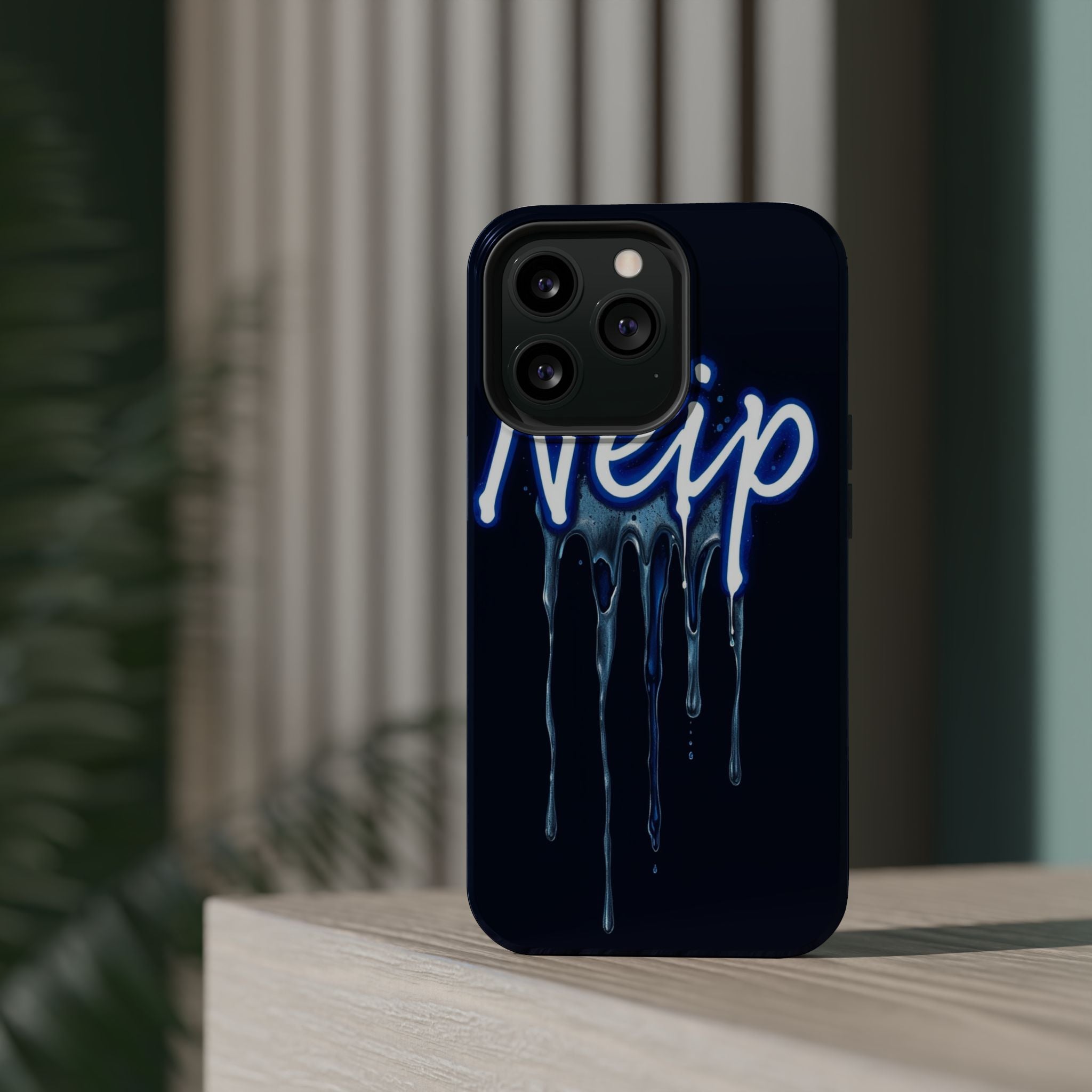 iPhone Midnight Blue And Silver Neon Drip Slim iPhone Everyday Designer · iPhone