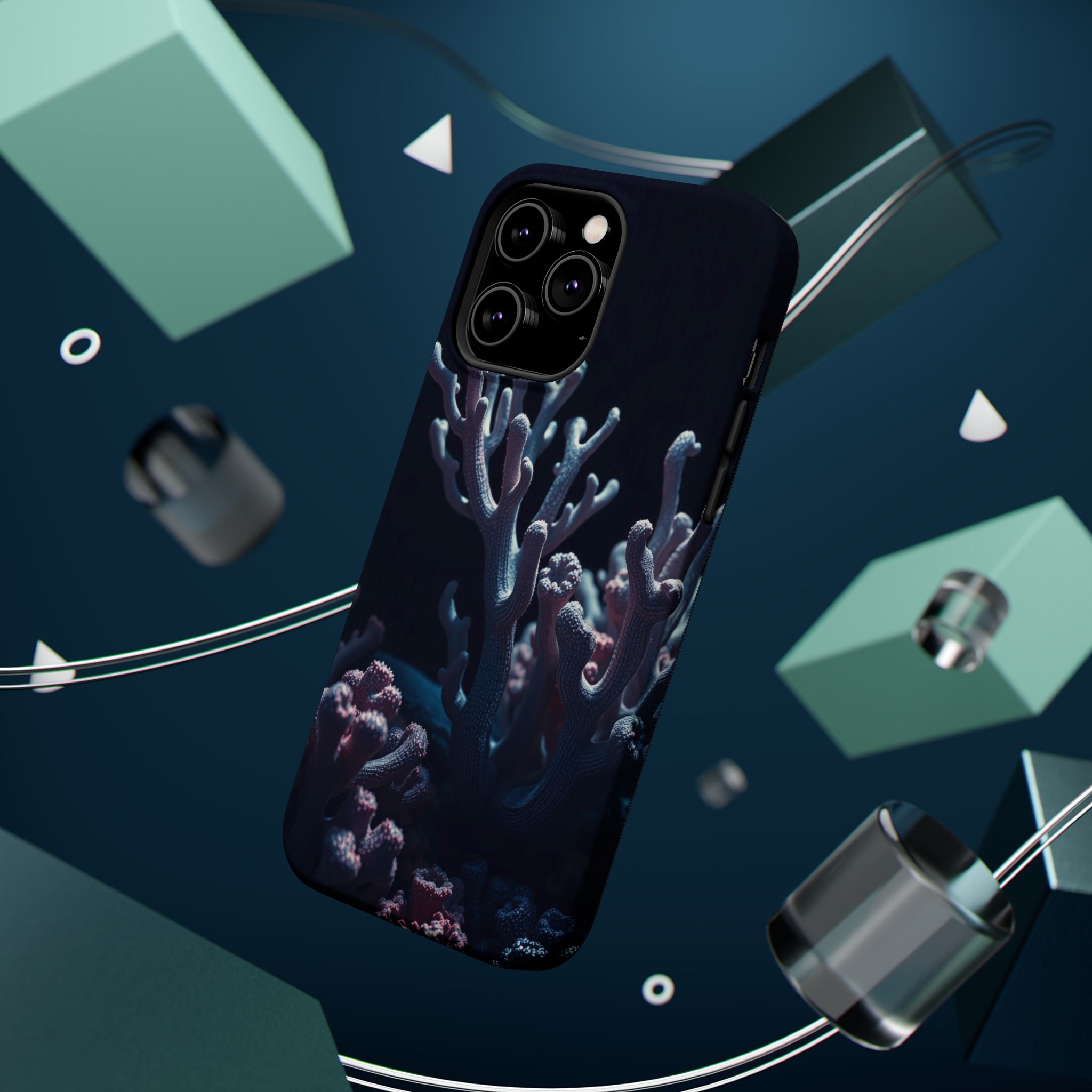 iPhone Midnight Blue And Silver Coral Reef Life Soft iPhone Finish · iPhone Case