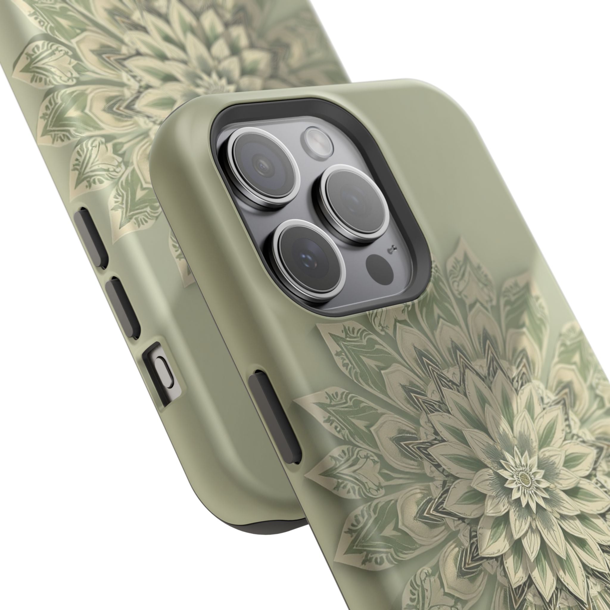 iPhone Sage And Ivory Floral Mandala Slim Everyday Designer Case · iPhone Case