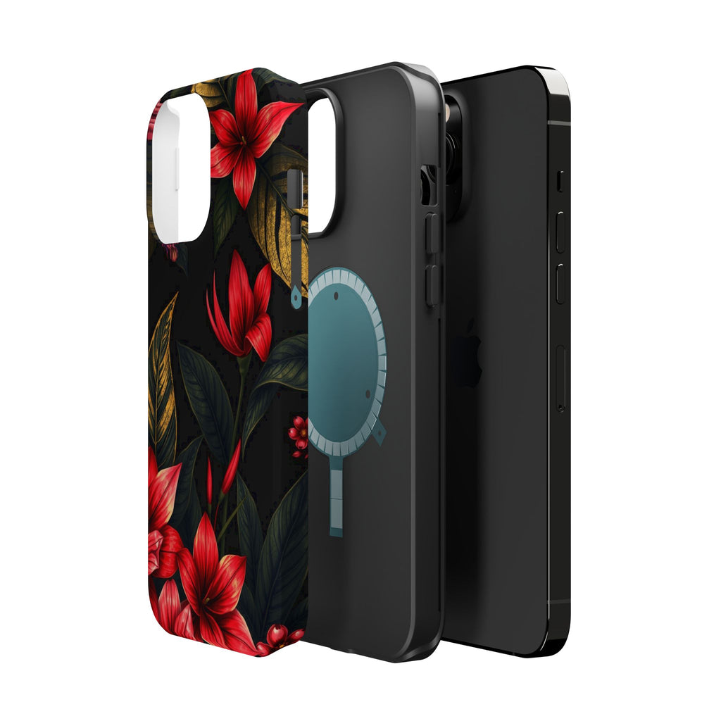 iPhone Black And Crimson Jungle Floral Slim Everyday Designer Case · iPhone Case