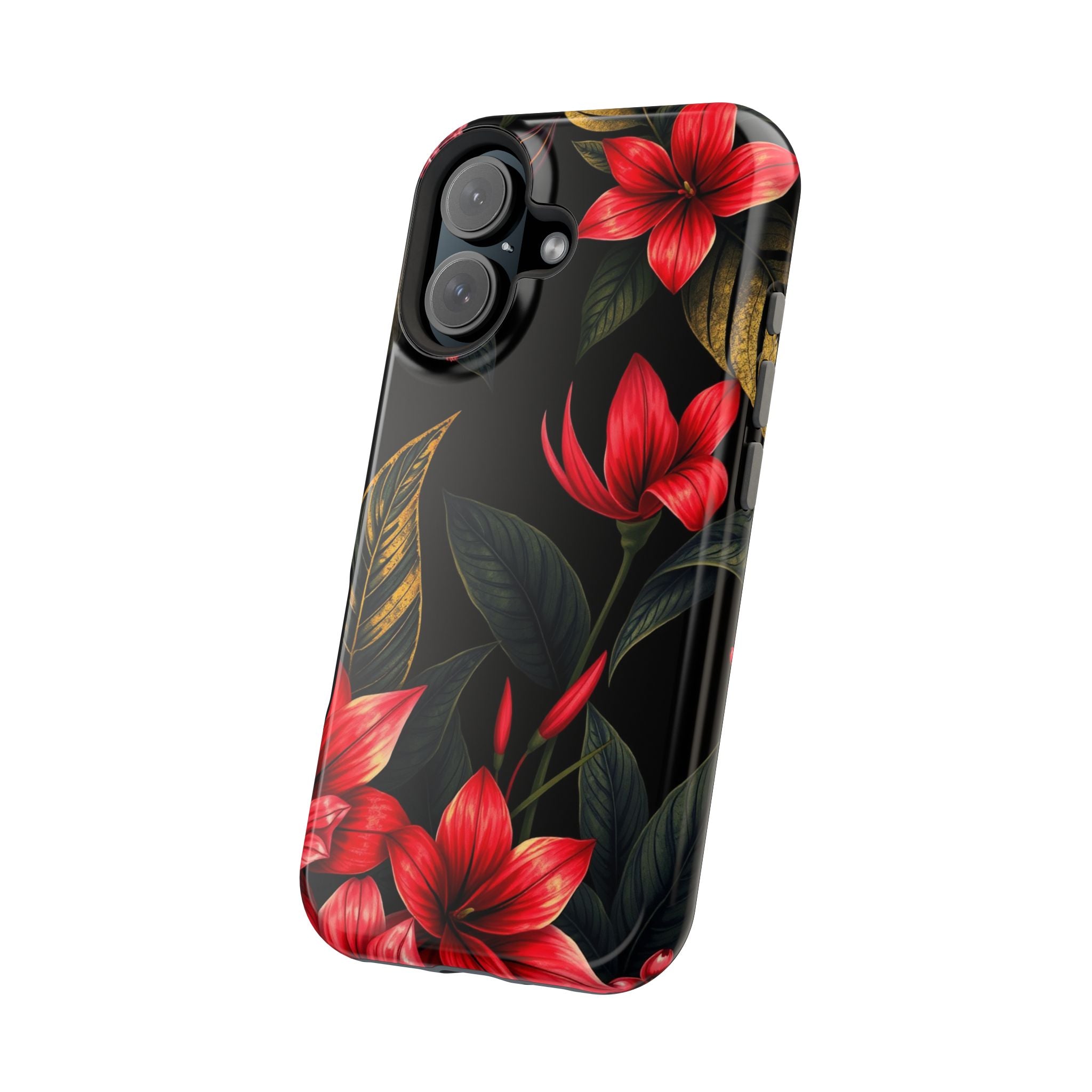 iPhone Black And Crimson Jungle Floral Slim Everyday Designer Case · iPhone Case