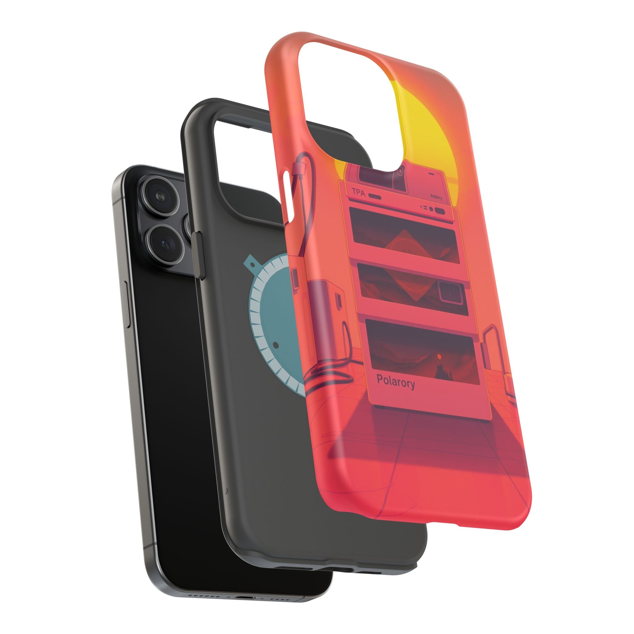 iPhone Polaroid Stack Memory Neon Cyberpunk Slim Everyday Designer Case · iPhone