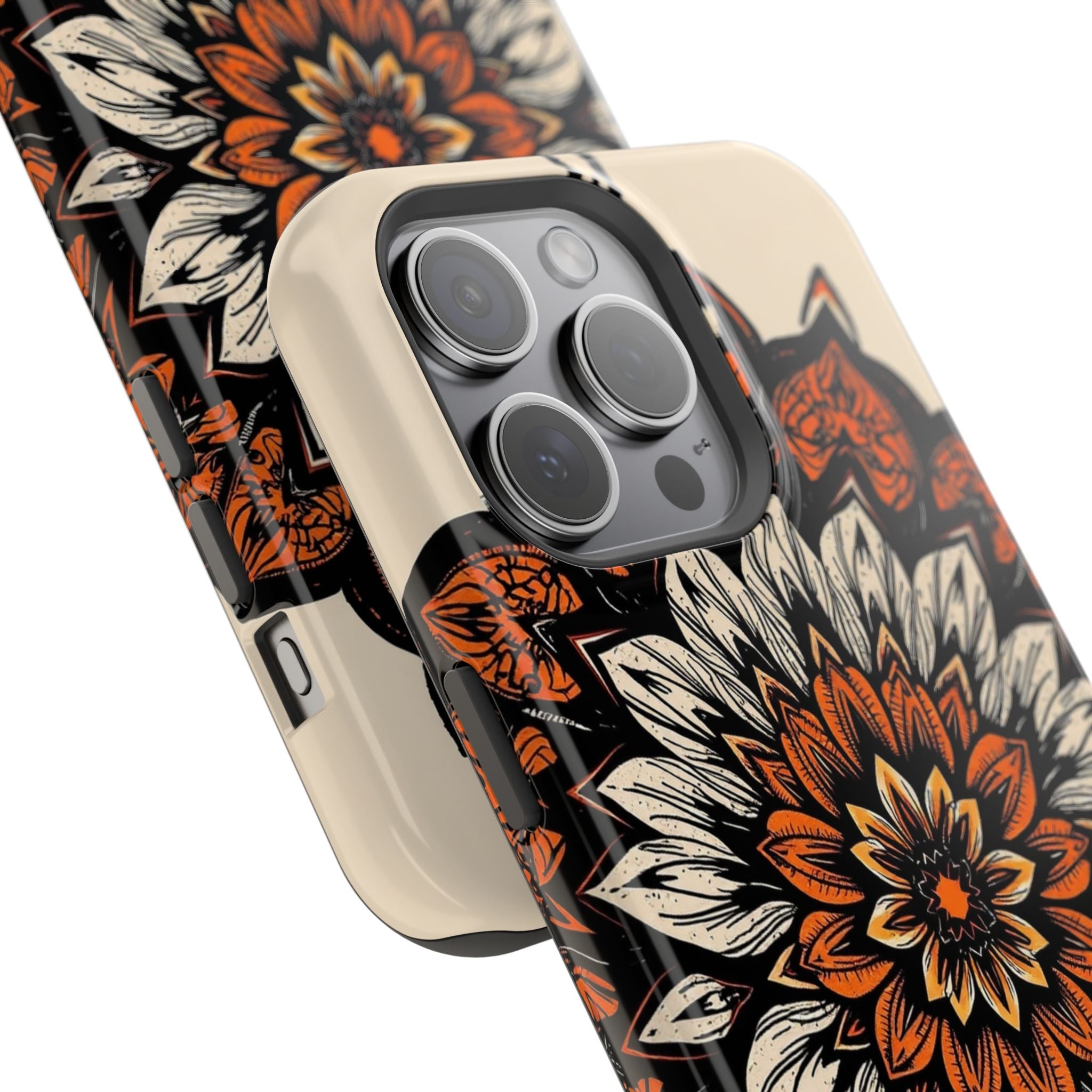 iPhone Burnt Orange And Sand Floral Mandala Slim Snap Cas Carry Case · iPhone Ca