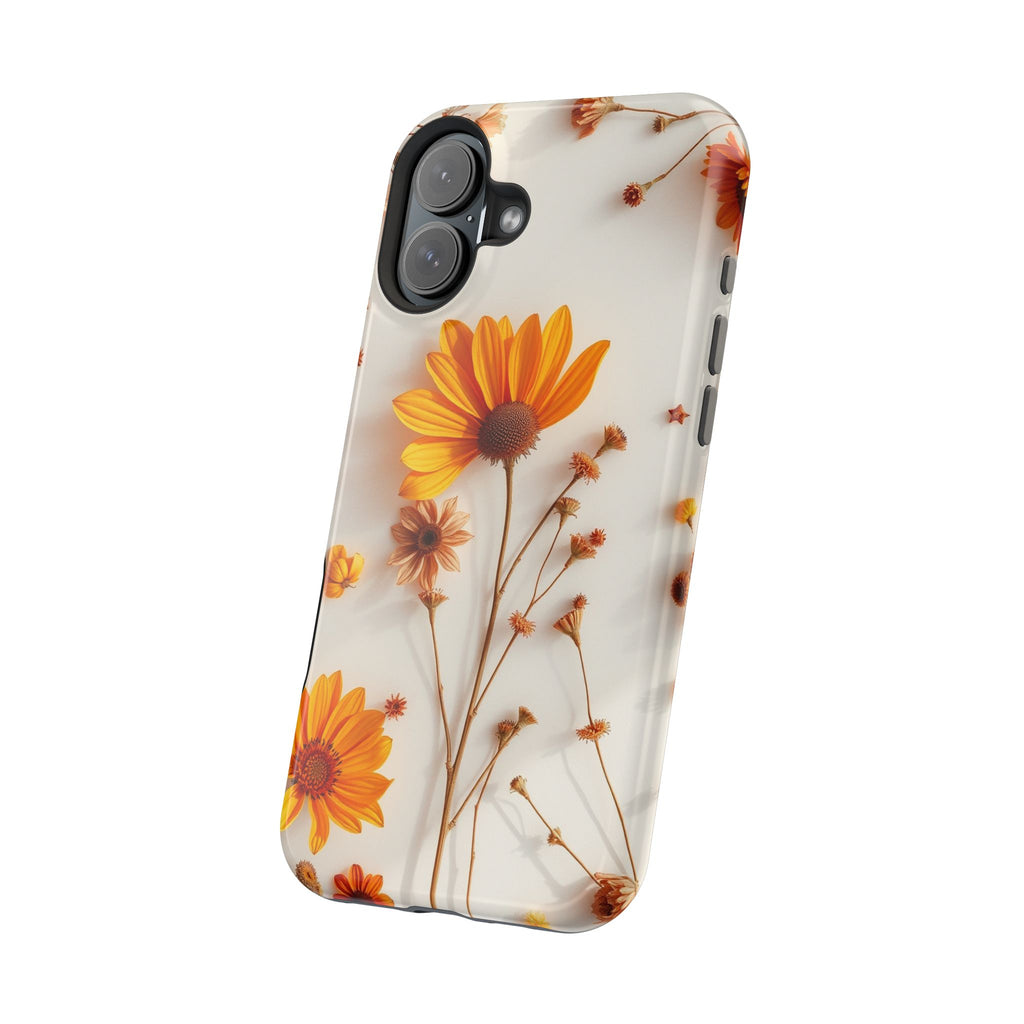 iPhone Mustard And Rust Dried Flower Flat Lay Carry Case Slim Snap Case · iPhone
