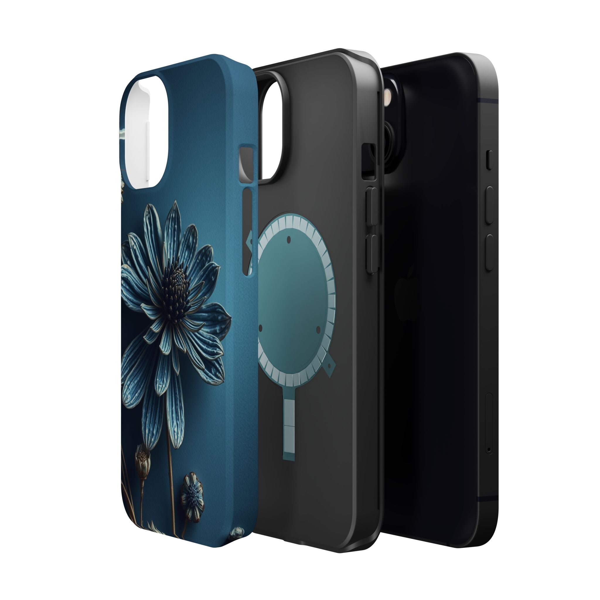 iPhone Midnight Blue And Silver Dried Flower Flat Lay iPhone 15 · iPhone Case