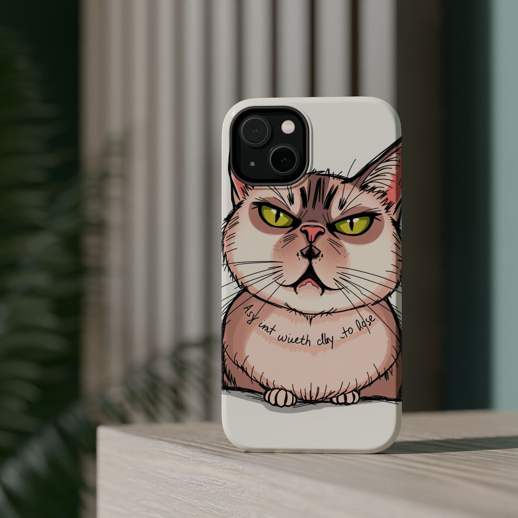 iPhone Sarcastic Cat Verdict Hand-Drawn Sketch Soft Finish Everyday Case · iPhon