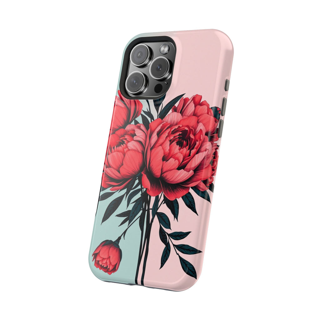 iPhone Teal And Coral Peony Bouquet Artistic Everyday Cas Slim Snap Case · iPhon