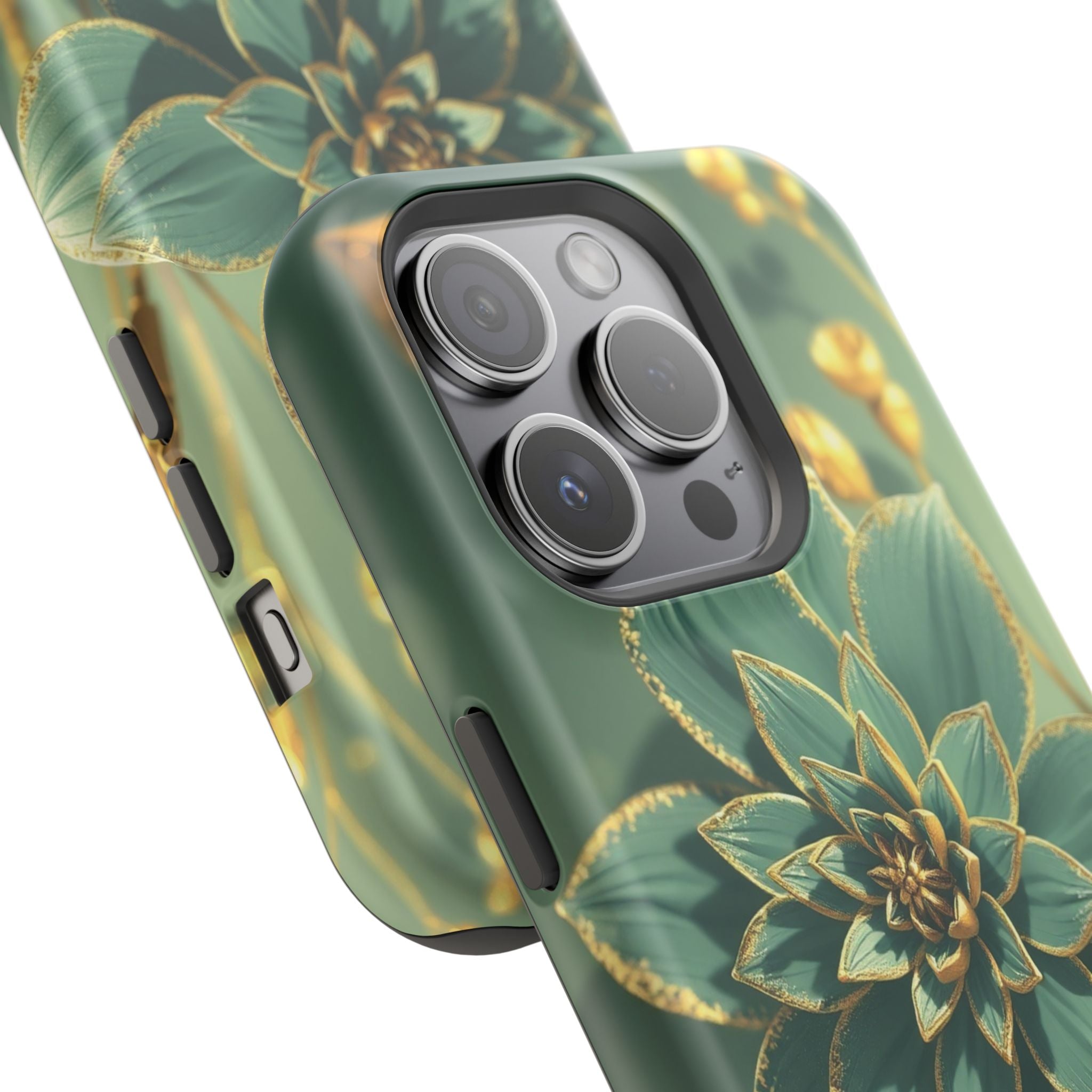 iPhone Floral Gold Foil Pixel Art -Bit Slim Everyday Designer Case · iPhone Case