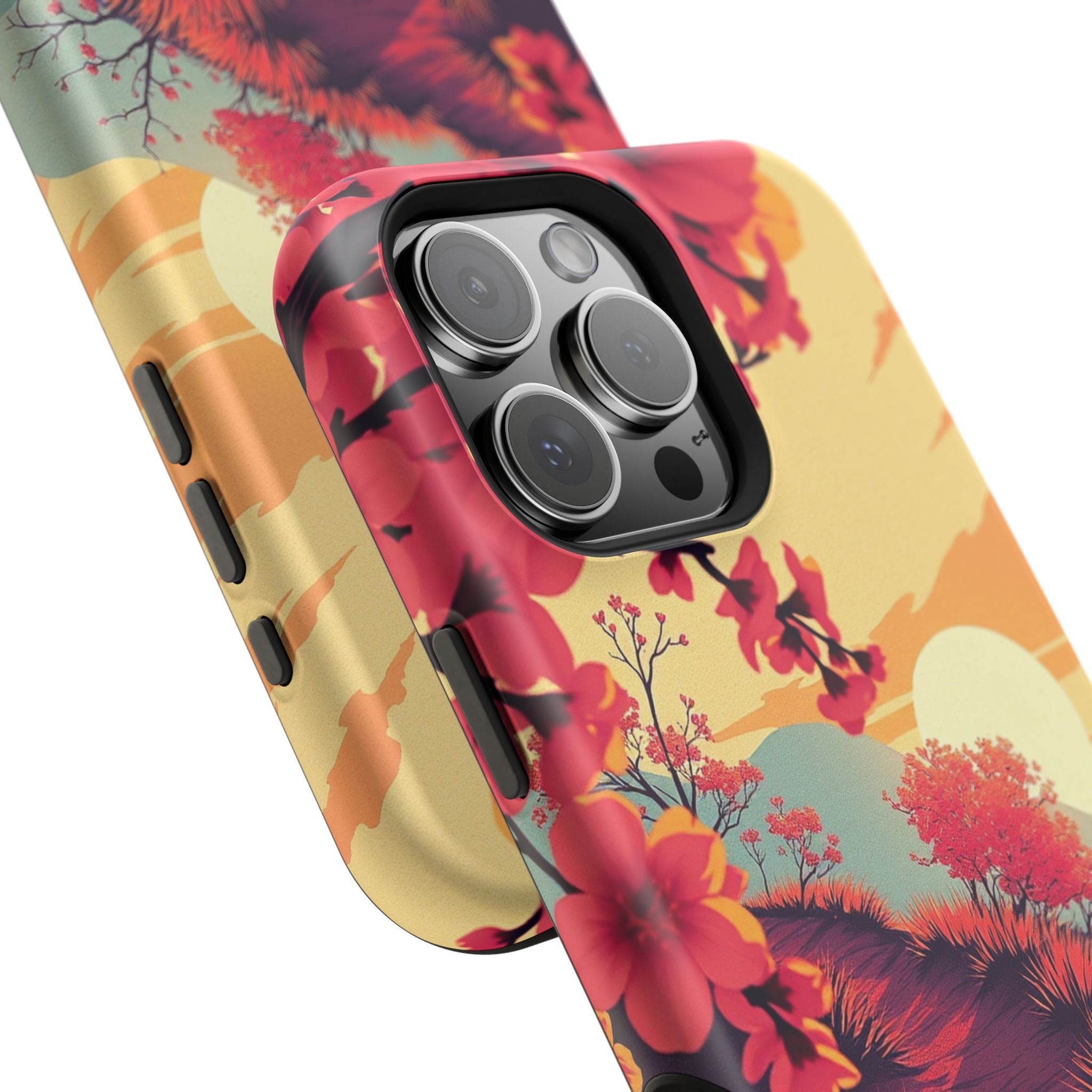 iPhone Sunset Amber And Peach Blossom Trail Soft iPhone 15 Finish · iPhone Case