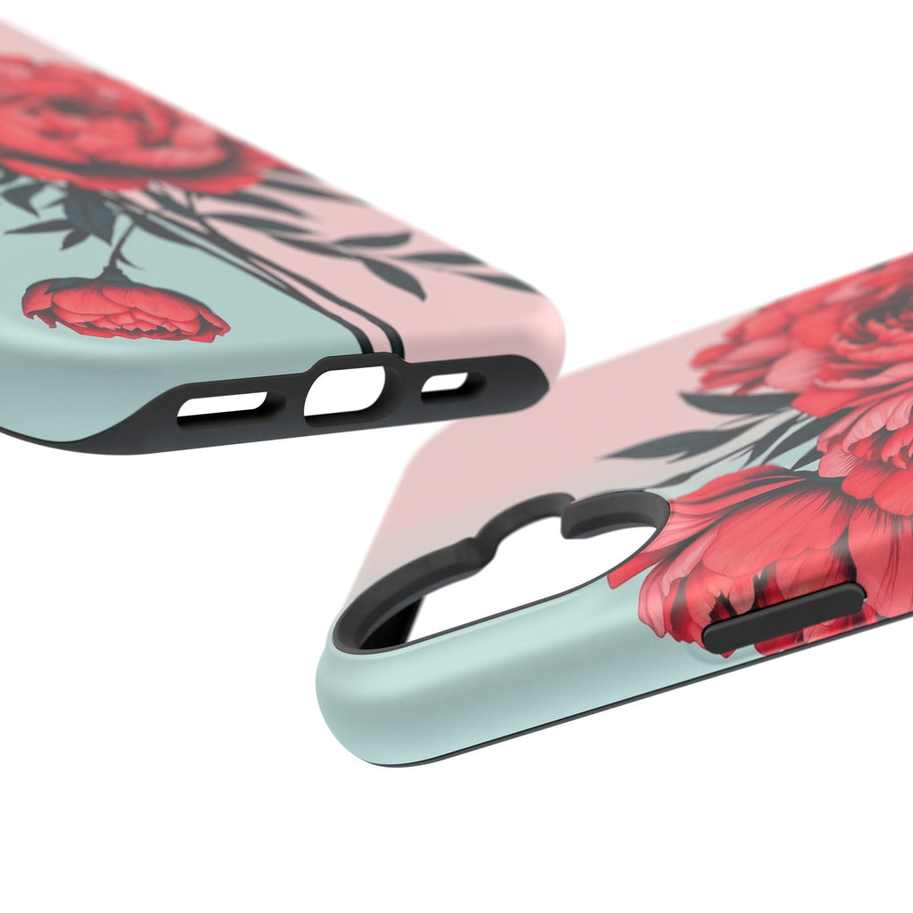 iPhone Teal And Coral Peony Bouquet Artistic Everyday Cas Slim Snap Case · iPhon
