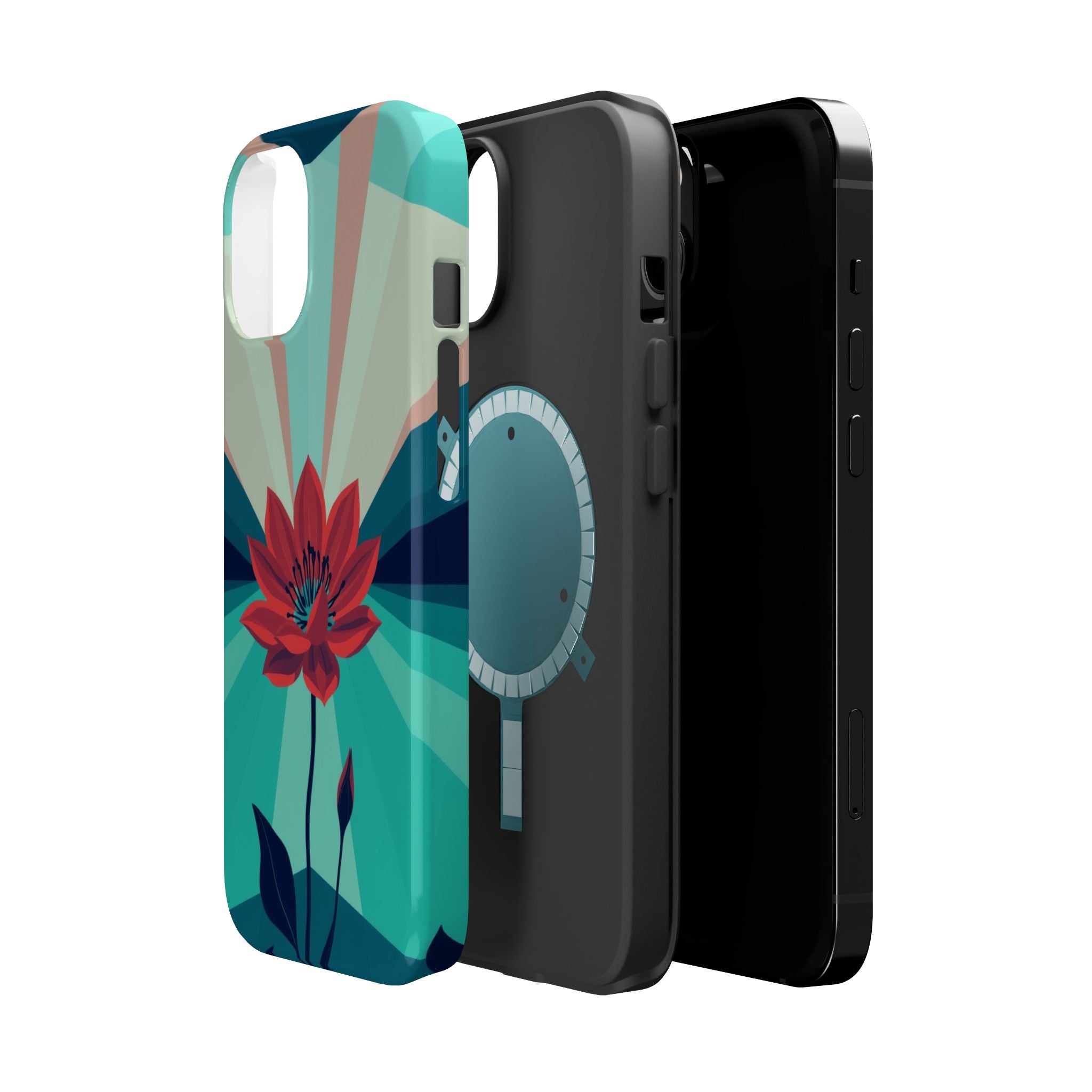 iPhone Teal And Coral Night Bloomer Slim Everyday Designer Case · iPhone Case