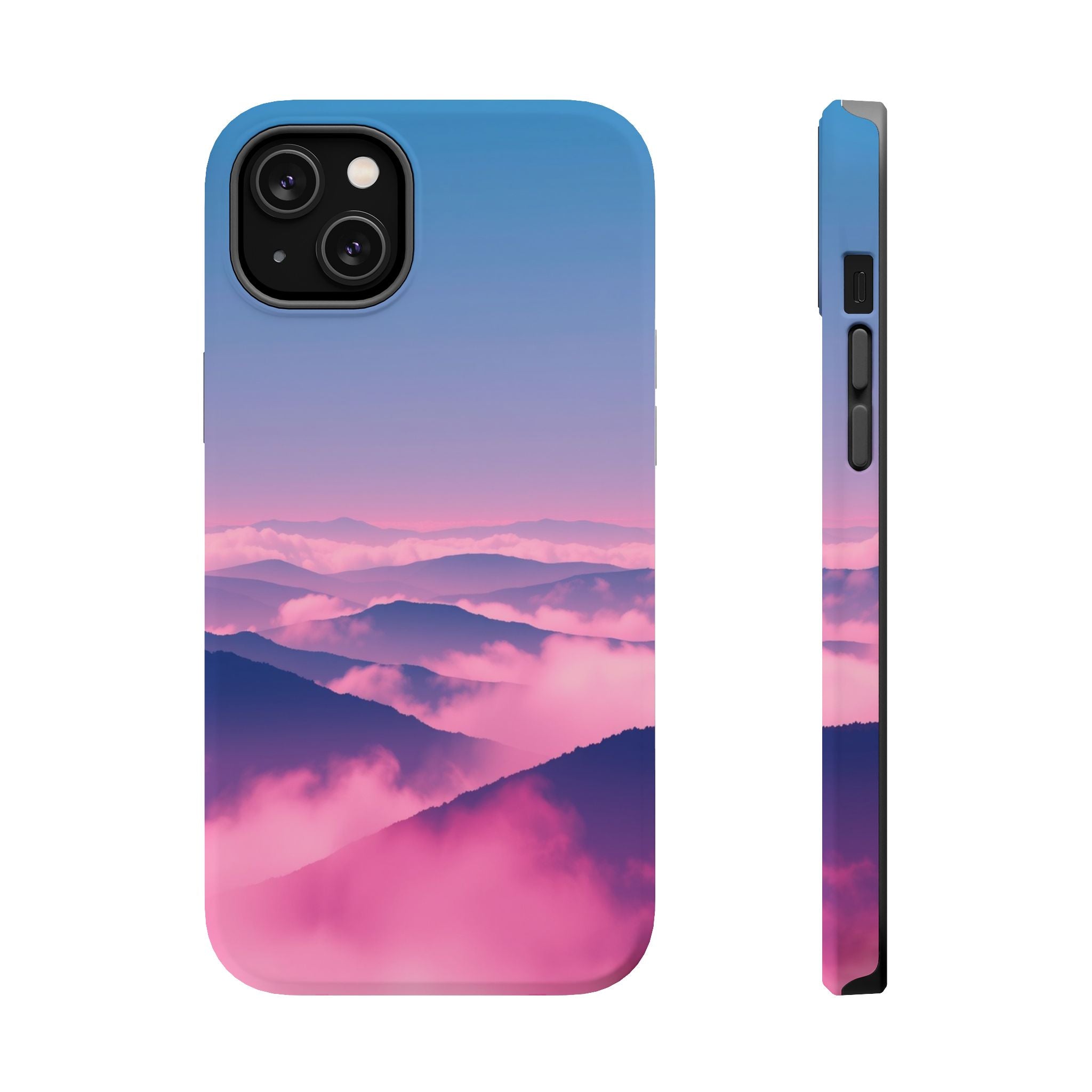 iPhone Dreamy Fog Rolling Over Hills Design Soft iPhone 19 Finish · iPhone Case