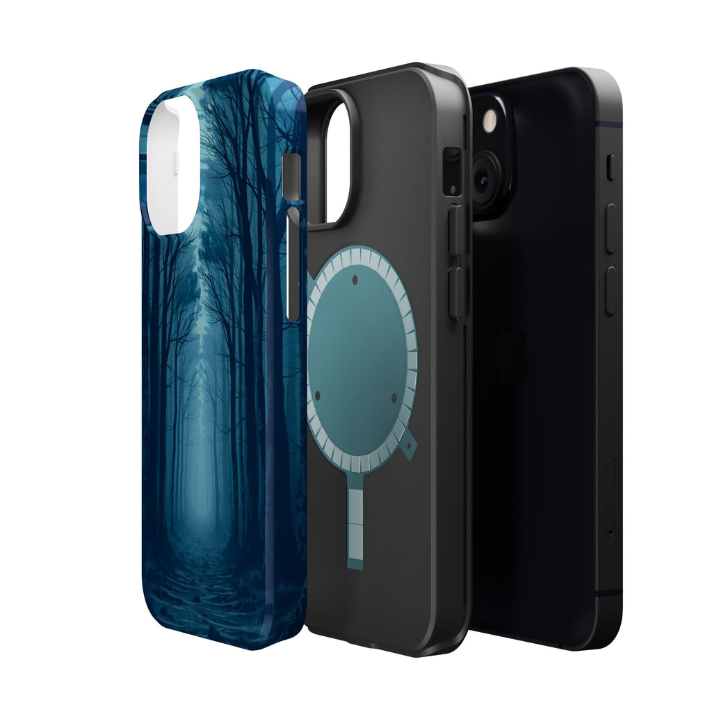 iPhone Midnight Blue And Silver Misty Forest Path iPhone Clean Minimal · iPhone