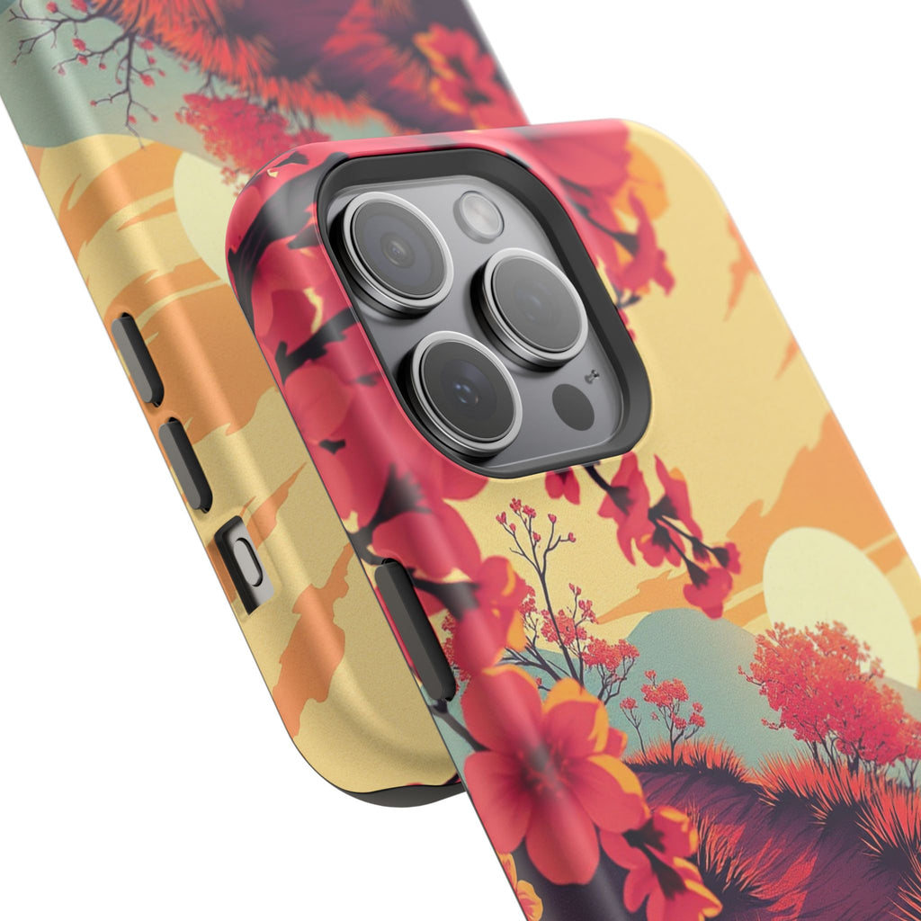 iPhone Sunset Amber And Peach Blossom Trail Soft iPhone 15 Finish · iPhone Case