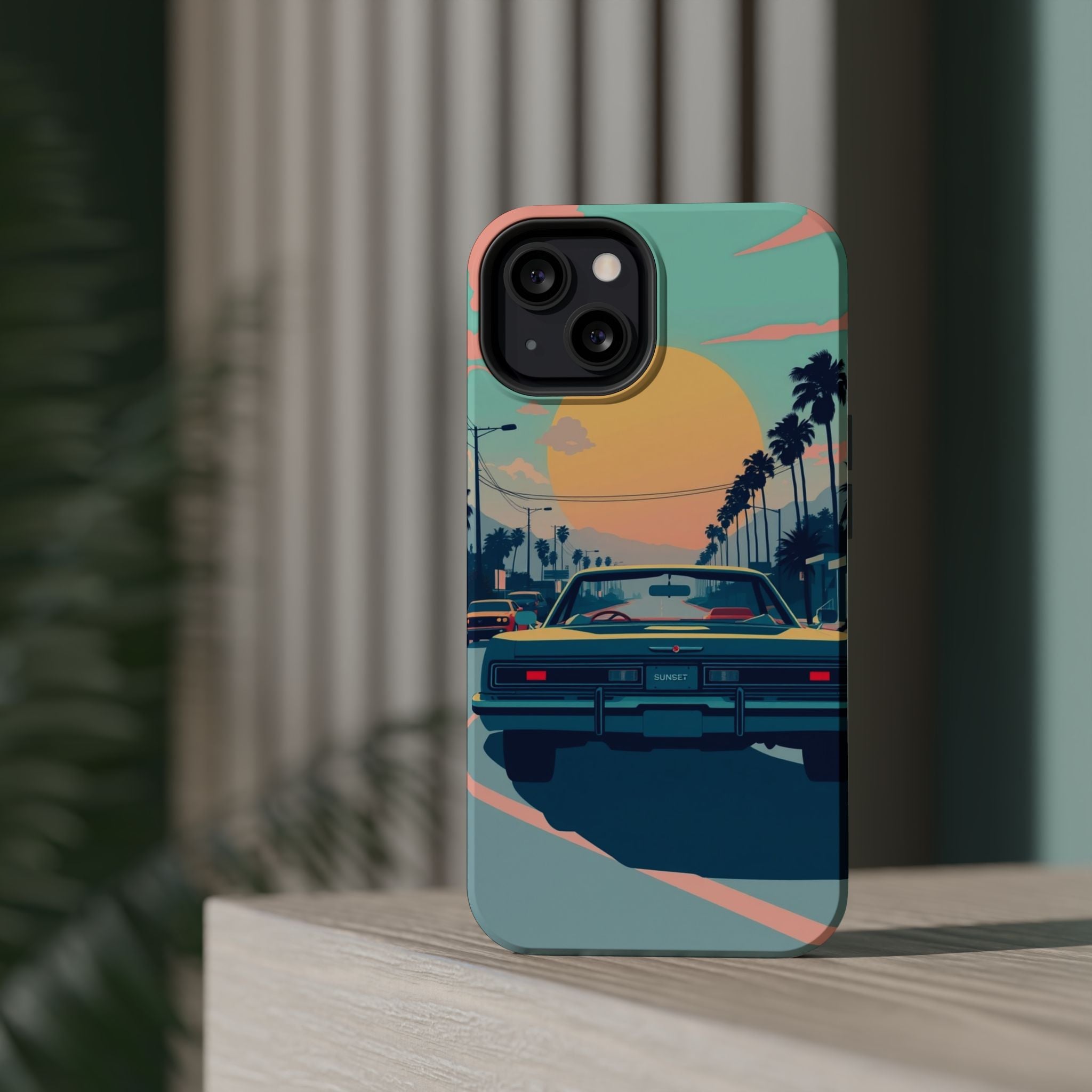 iPhone Sunset Drive 80s Pop Art Bold Slim Everyday Designer Case · iPhone Case