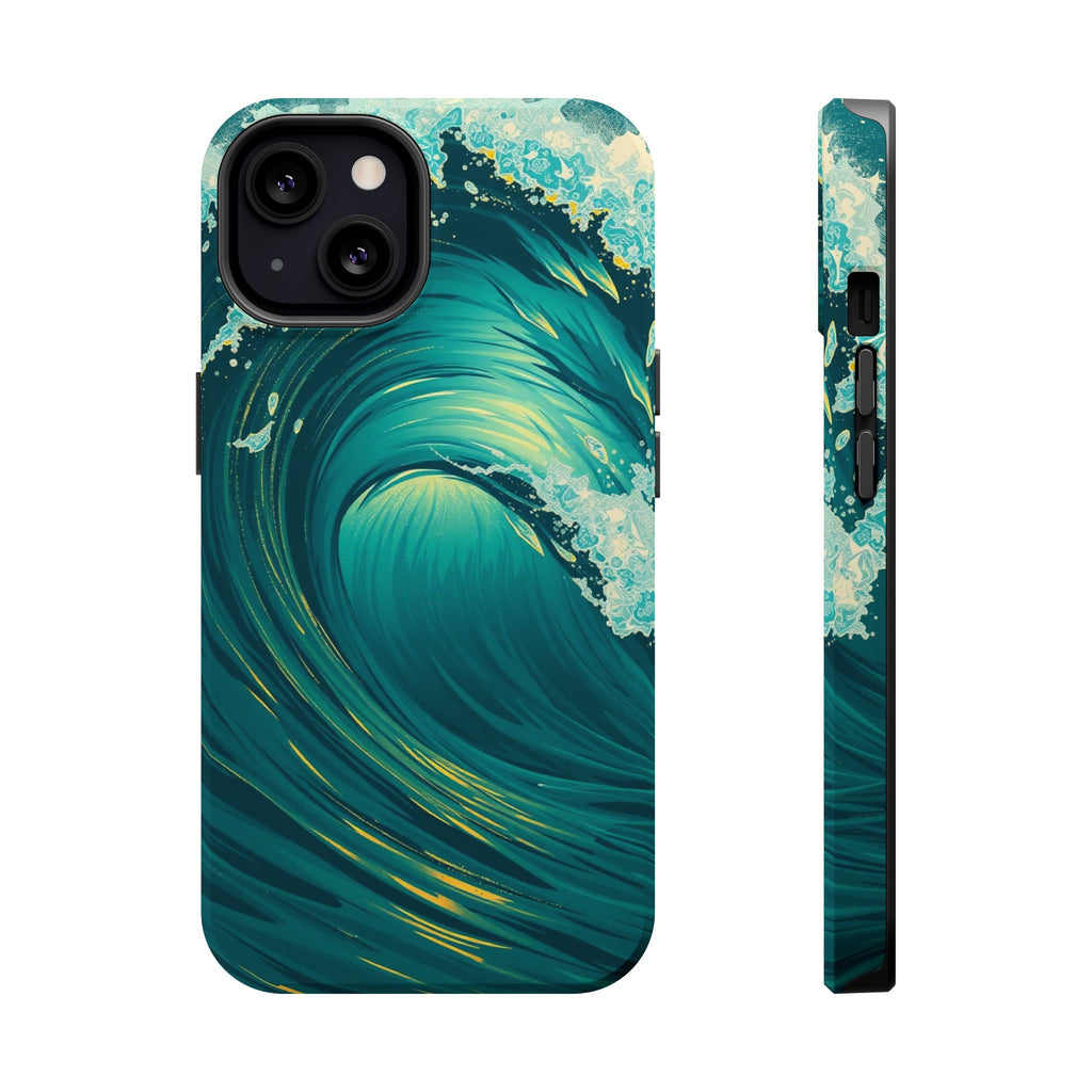 iPhone Emerald Green And Gold Ocean Wave Crash Soft iPhone Finish · iPhone Case