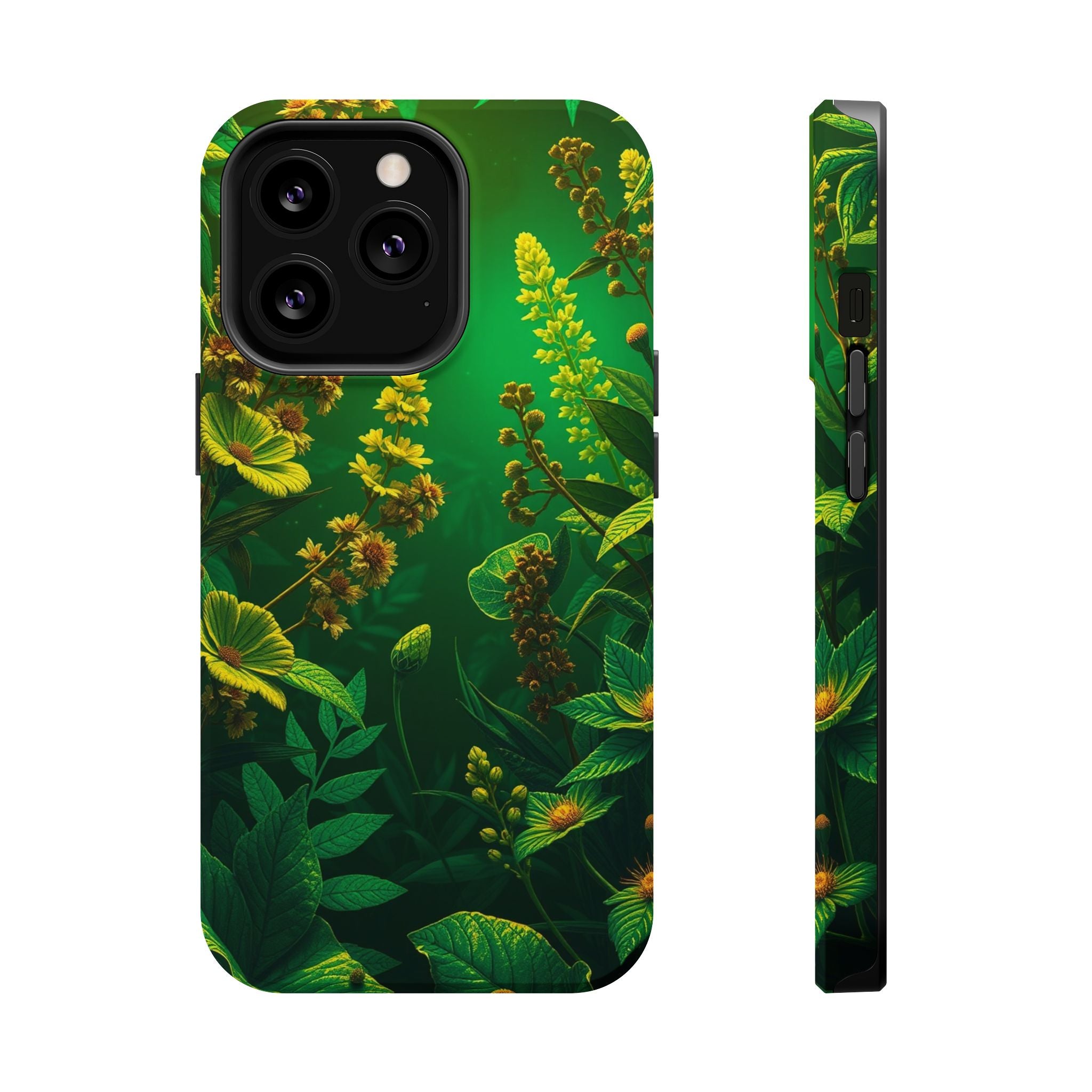 iPhone Emerald Green And Gold Vintage Botanicals Print Slim Snap Case · iPhone C
