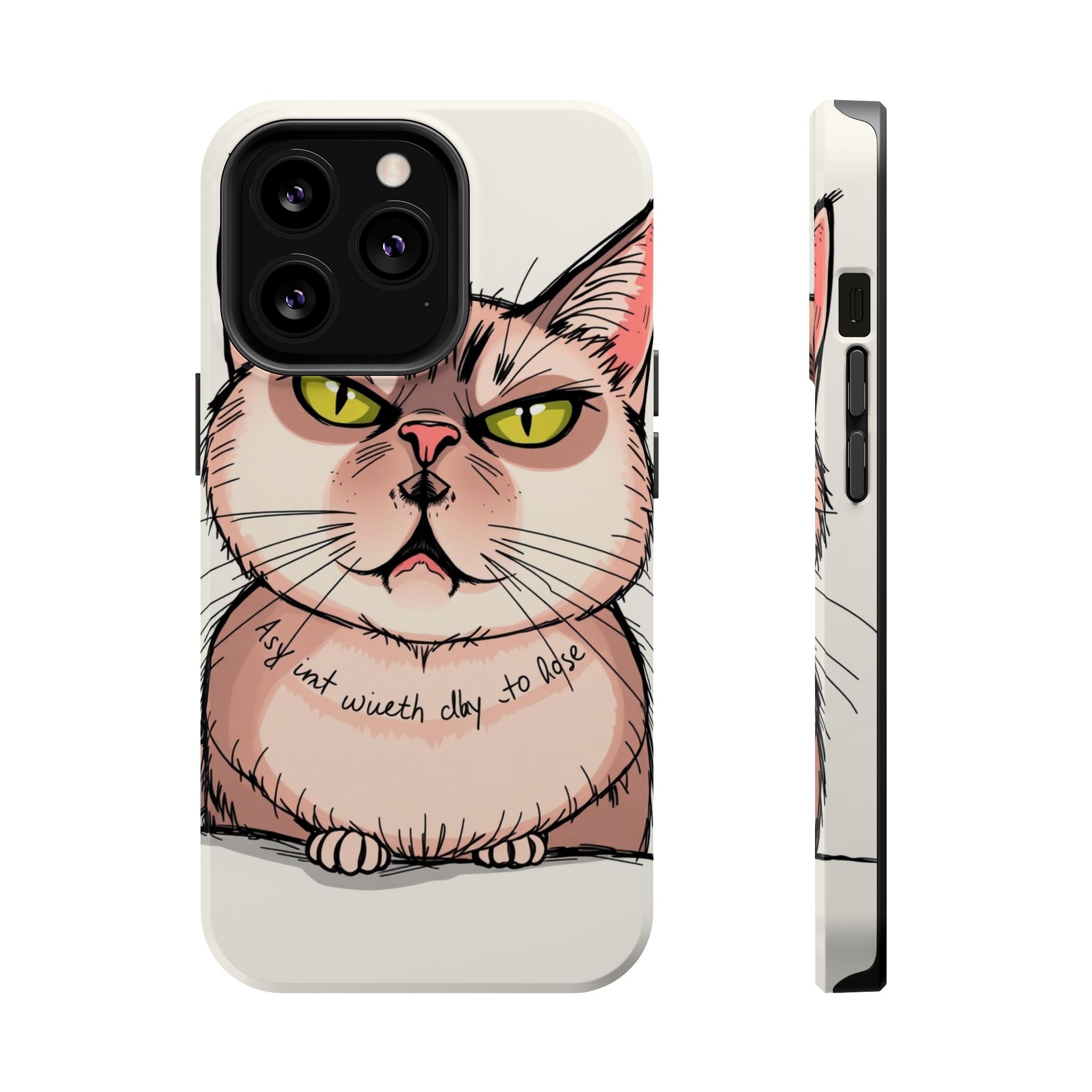 iPhone Sarcastic Cat Verdict Hand-Drawn Sketch Soft Finish Everyday Case · iPhon