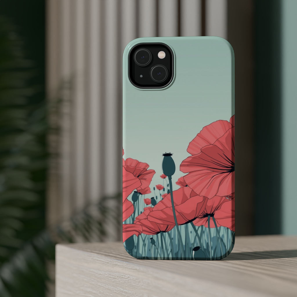iPhone Mint And Blush Poppy Field Bold Modern Everyday Snap Case · iPhone Case