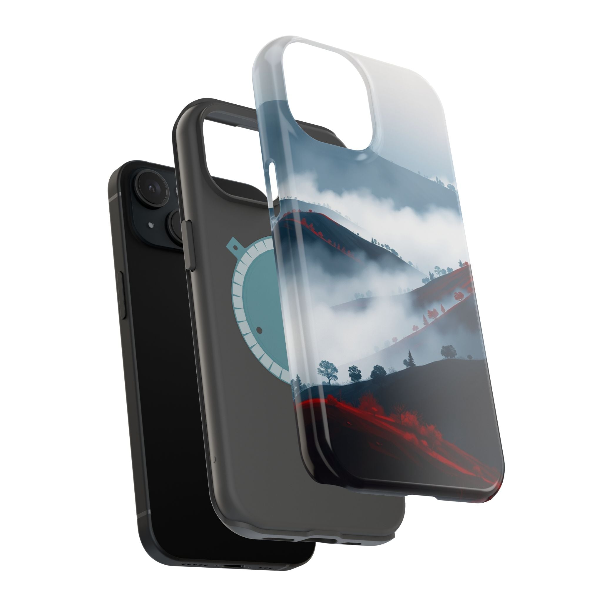 iPhone Black And Crimson Fog Rolling Over Hills Soft iPhone Finish · iPhone Case