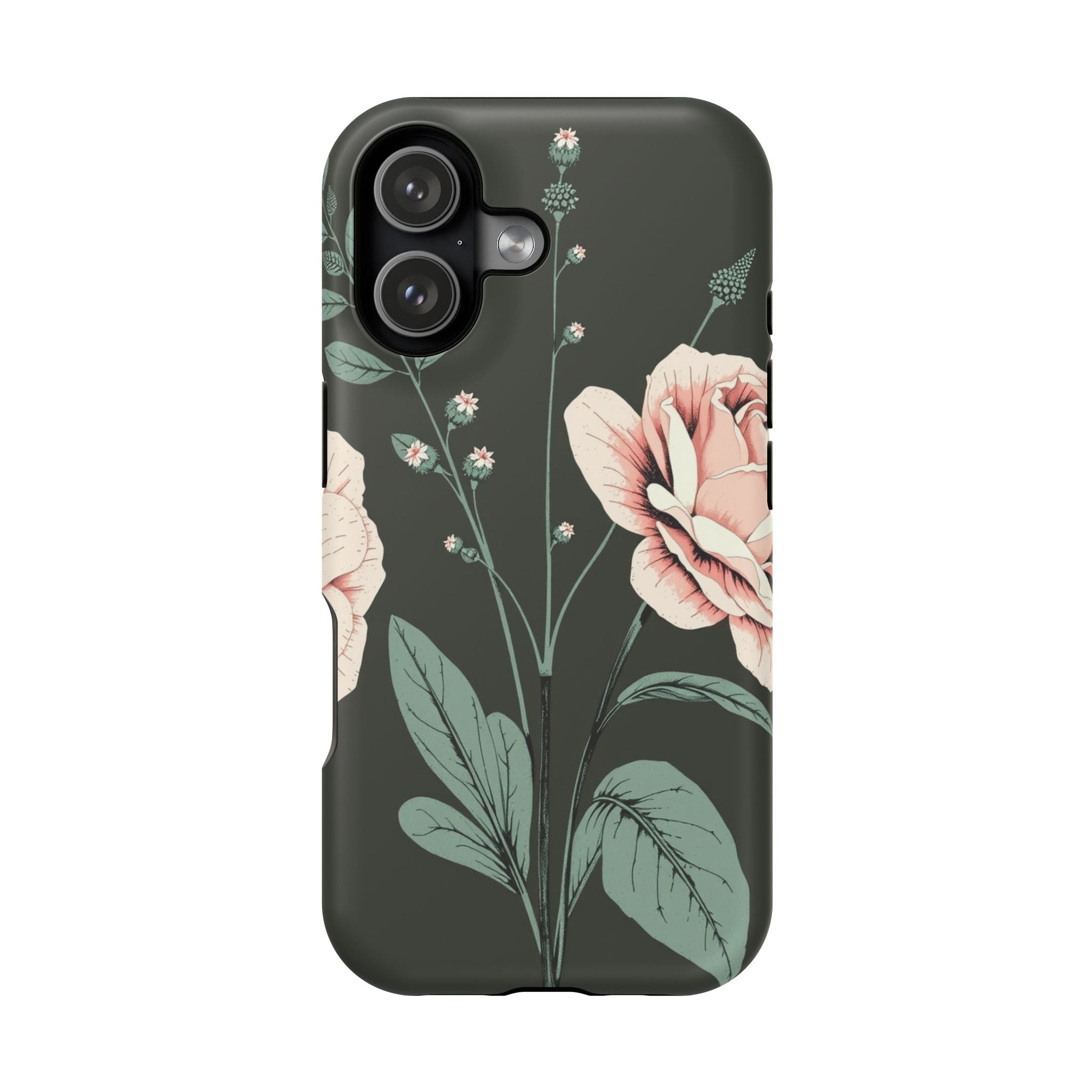 iPhone Mint And Blush Vintage Botanical Print Slim Everyday Designer Case · iPho