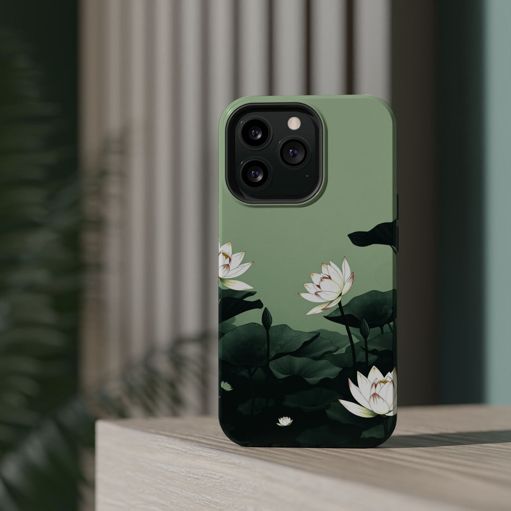 iPhone Sage And Ivory Lotus Pond Bold Modern Everyday Snap Case · iPhone Case
