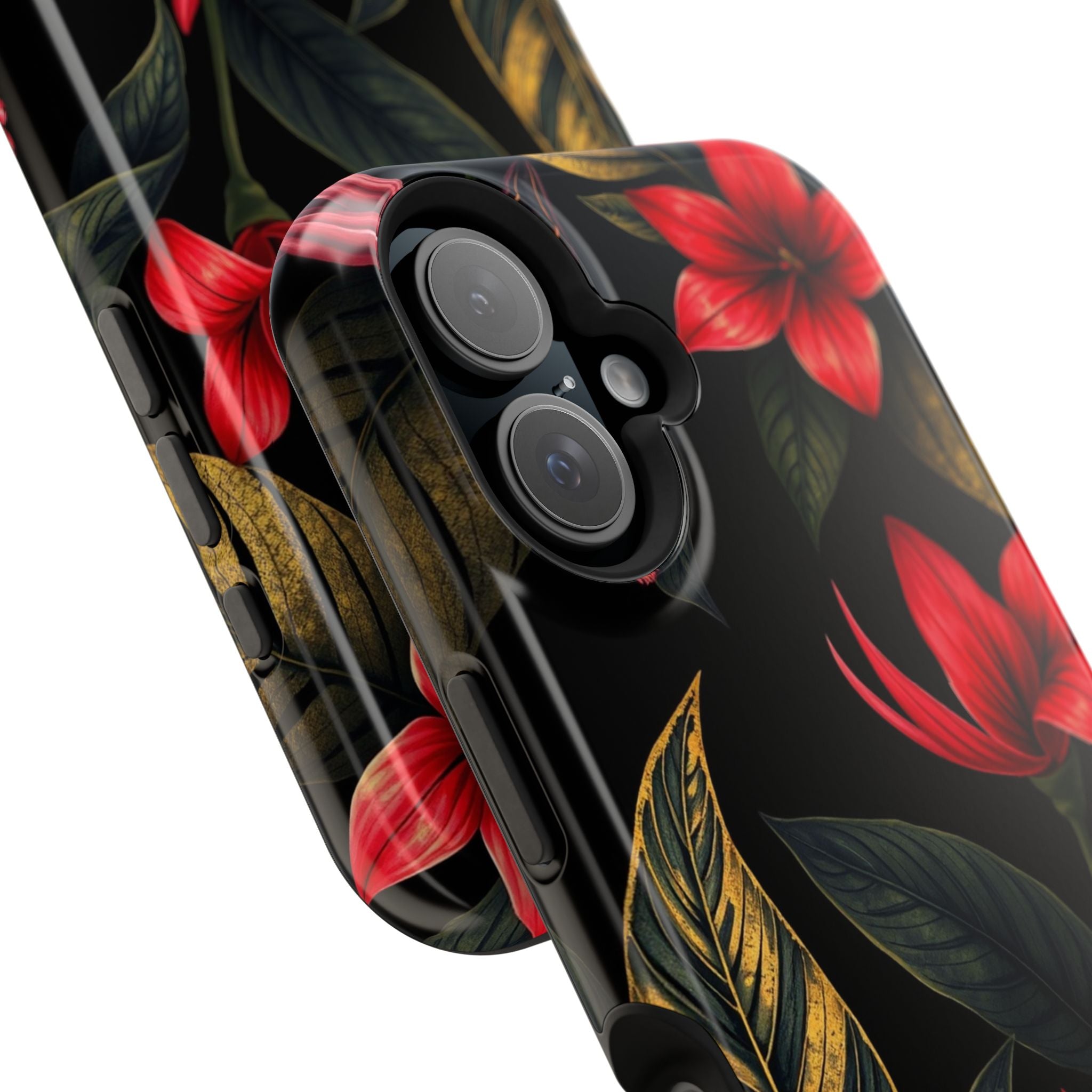 iPhone Black And Crimson Jungle Floral Slim Everyday Designer Case · iPhone Case
