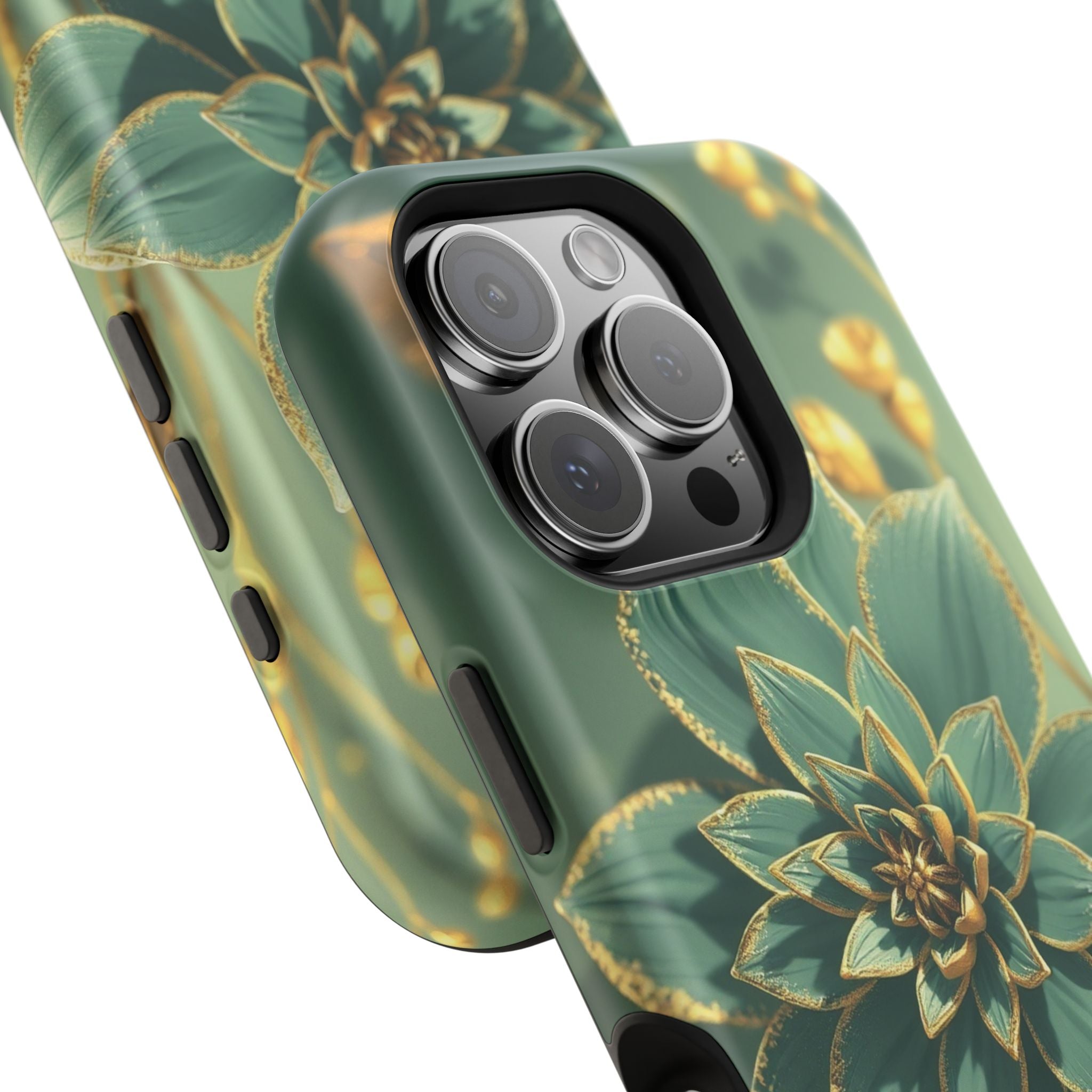 iPhone Floral Gold Foil Pixel Art -Bit Slim Everyday Designer Case · iPhone Case