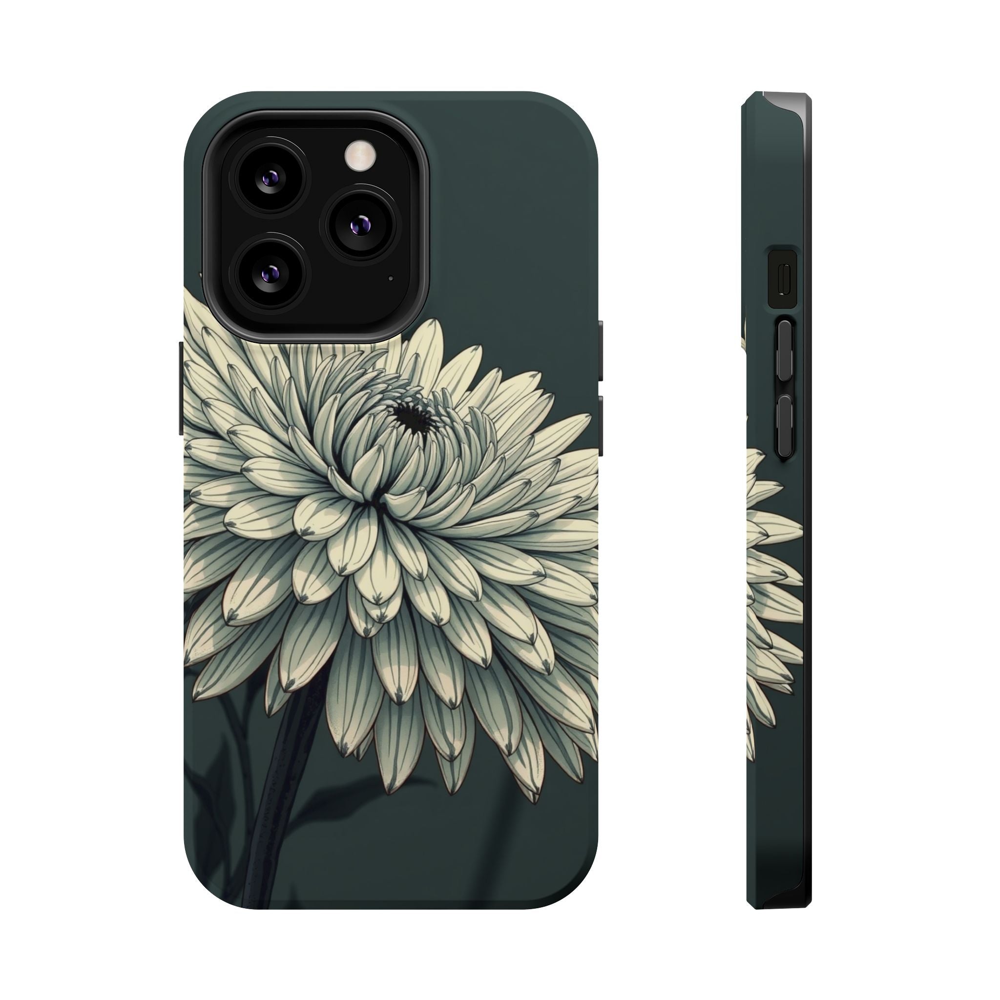 iPhone Chrysanthemum Classic Dark Gothic Ink Carry Case Slim Snap Case · iPhone