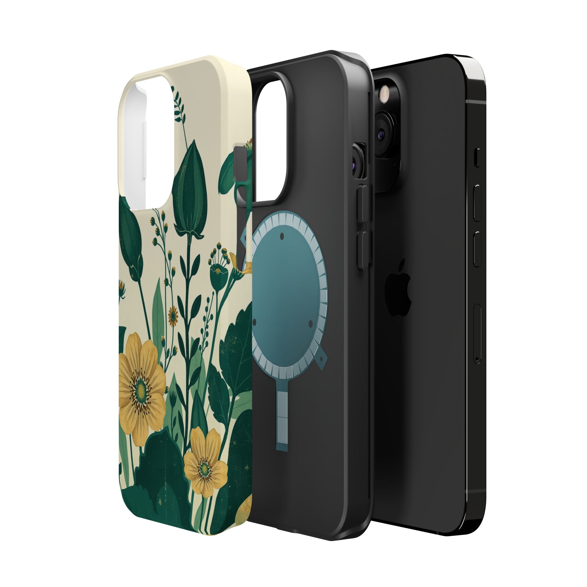 iPhone Emerald Green And Gold Pressed Botanicals Clean iPhone Minimal · iPhone C